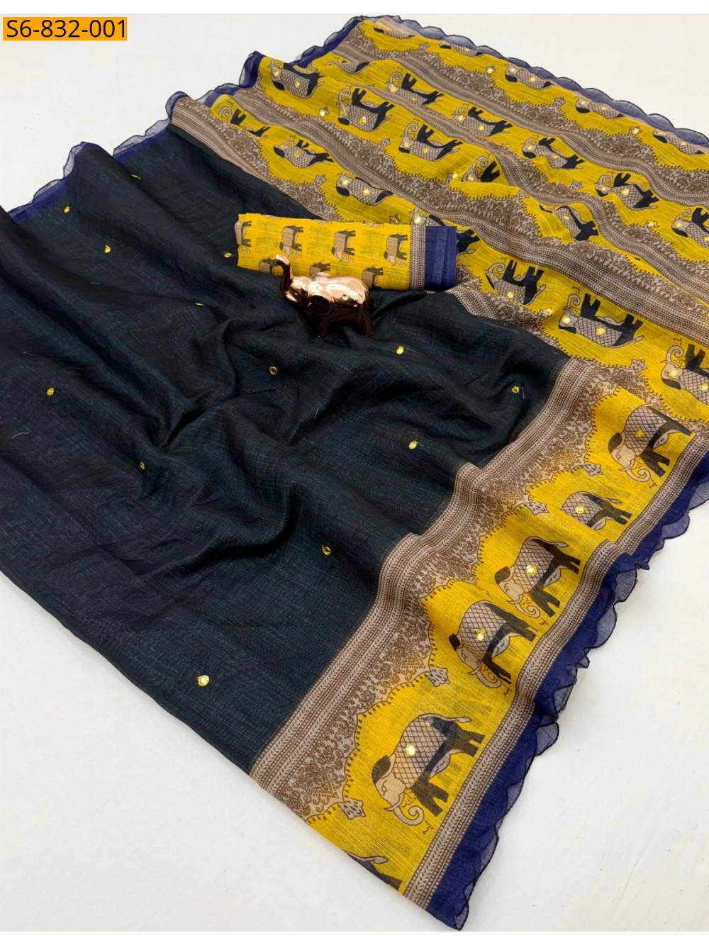 Fancy linen printed Saree