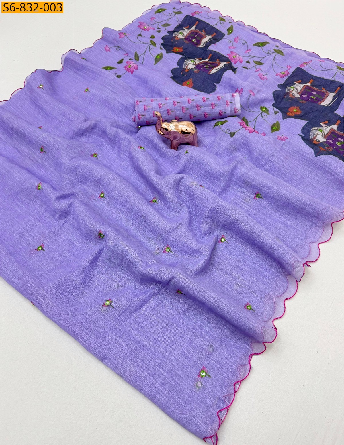 Fancy linen printed Saree