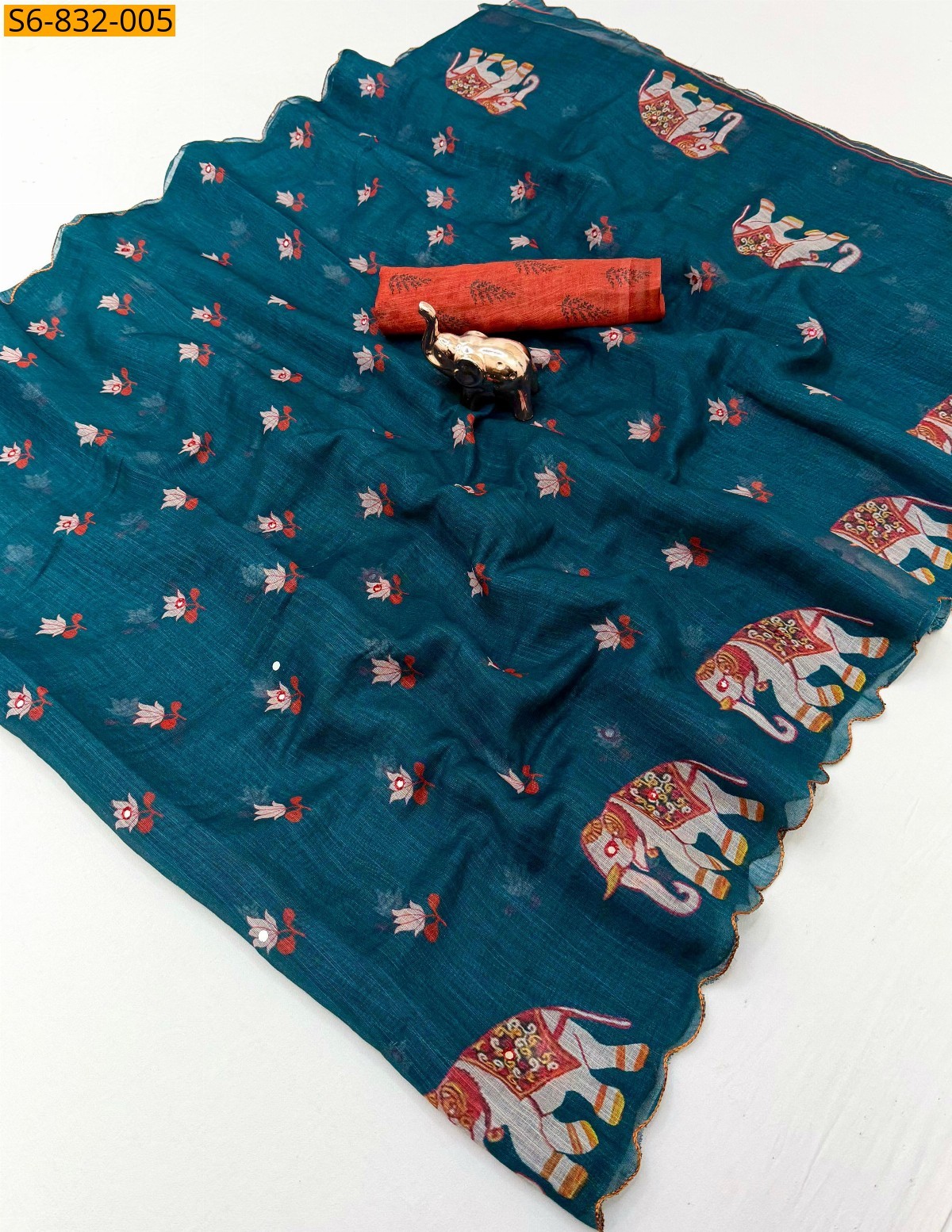 Morpitch Fancy linen printed Saree