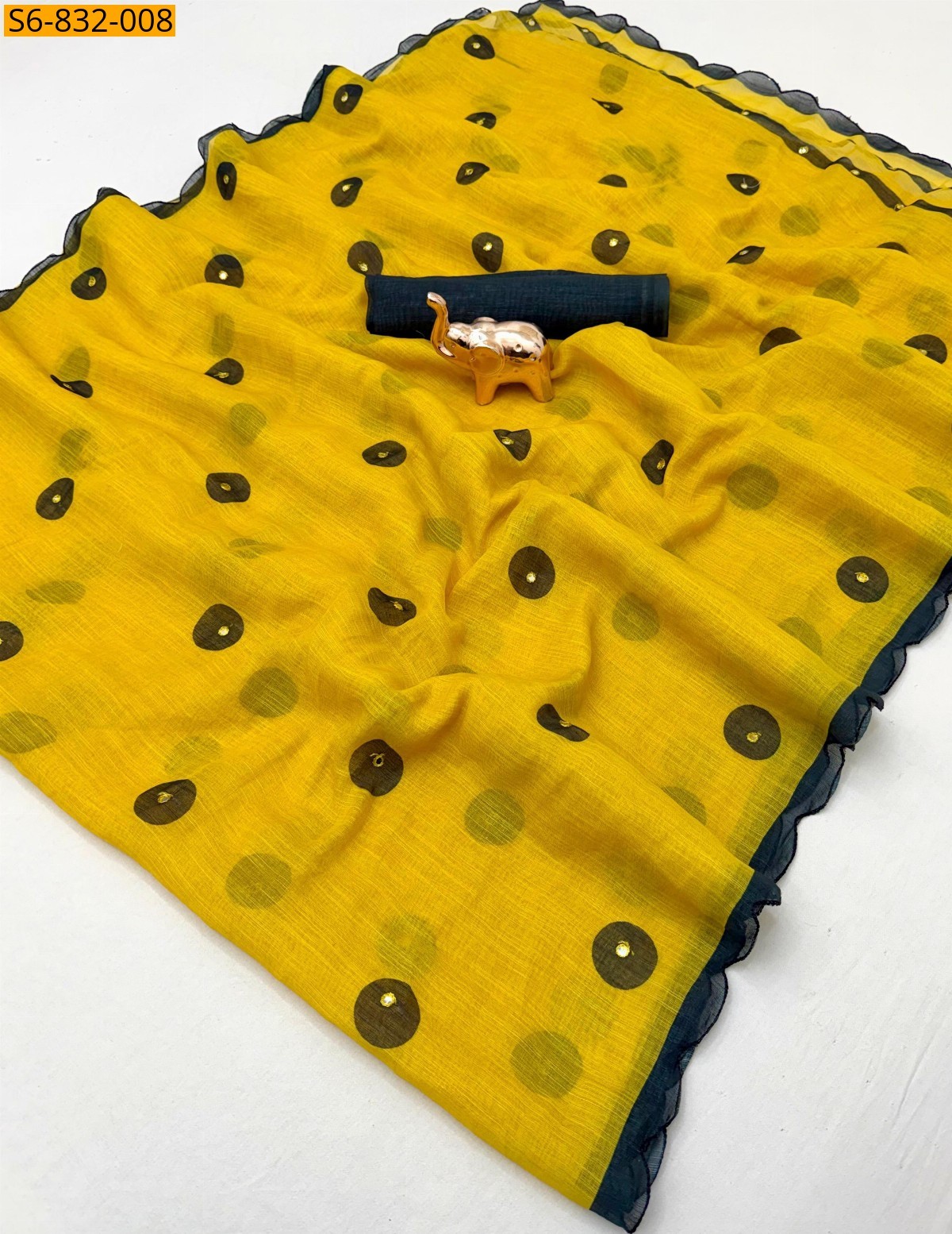 Yellow Fancy linen printed Saree