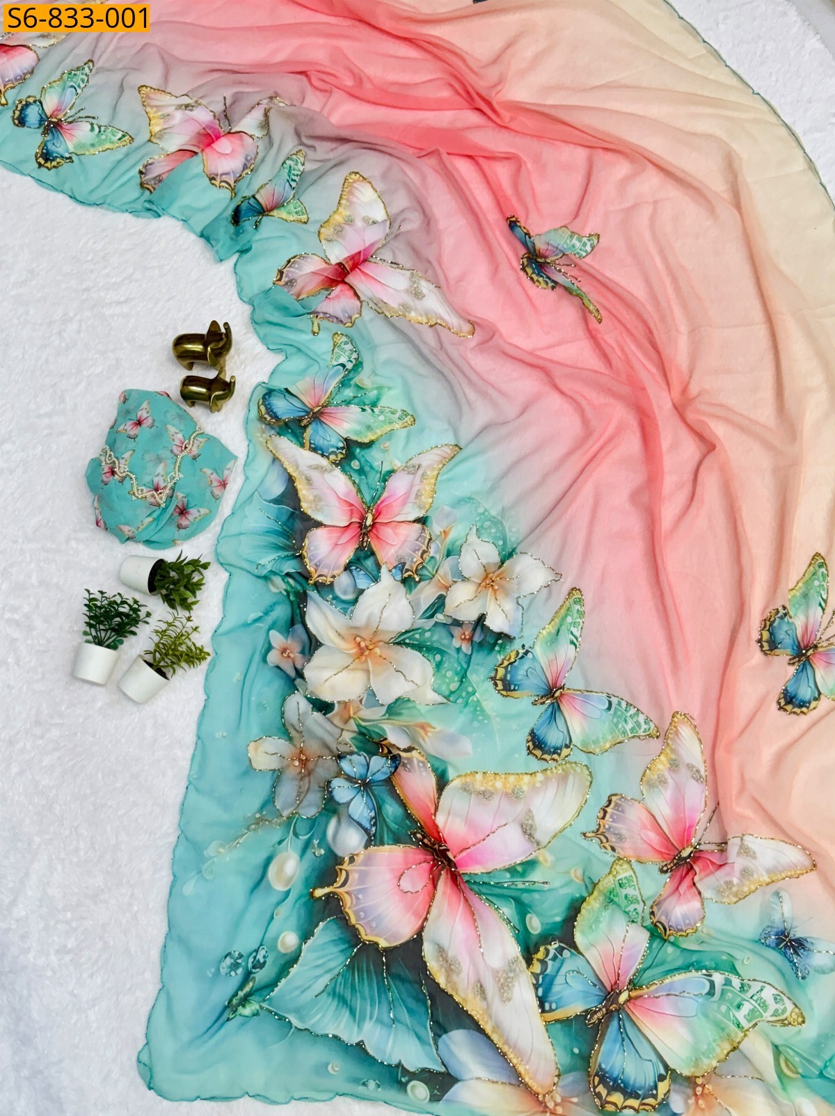 Light pink Fancy weightless chiffon Printed saree