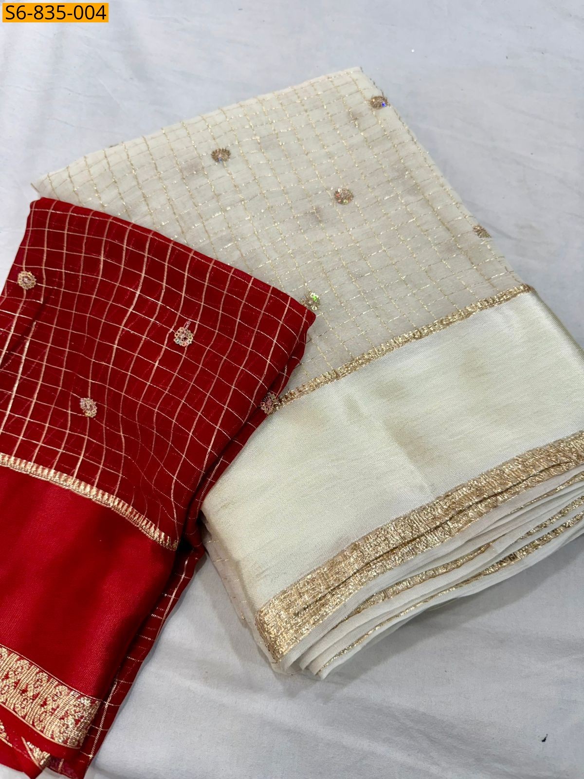 Half White Fancy Viscose georgette sarees