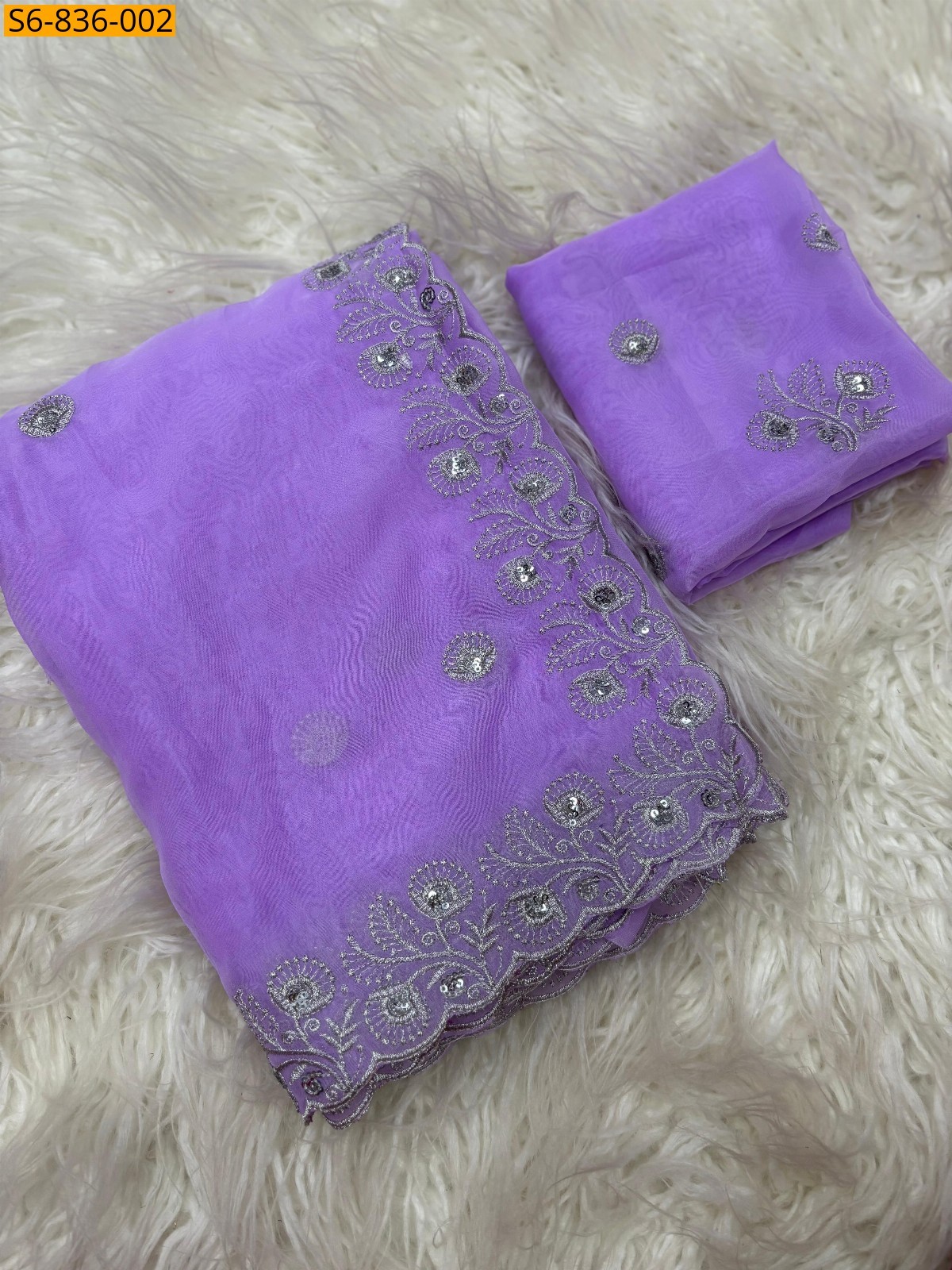 Lavender Fancy organza sarees