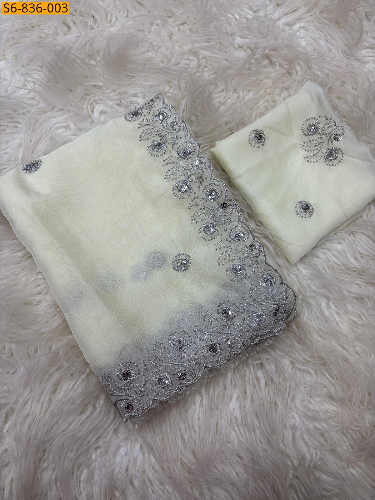 White Fancy organza sarees