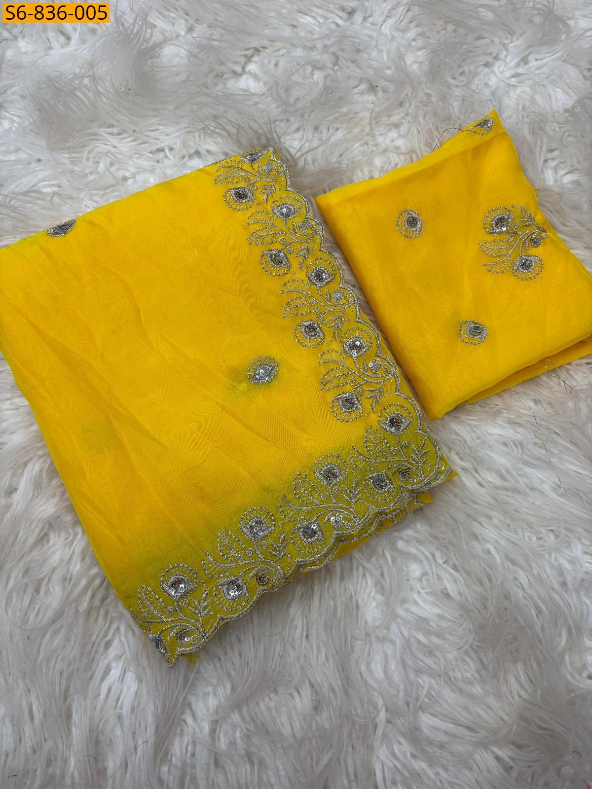 Yellow Fancy organza sarees