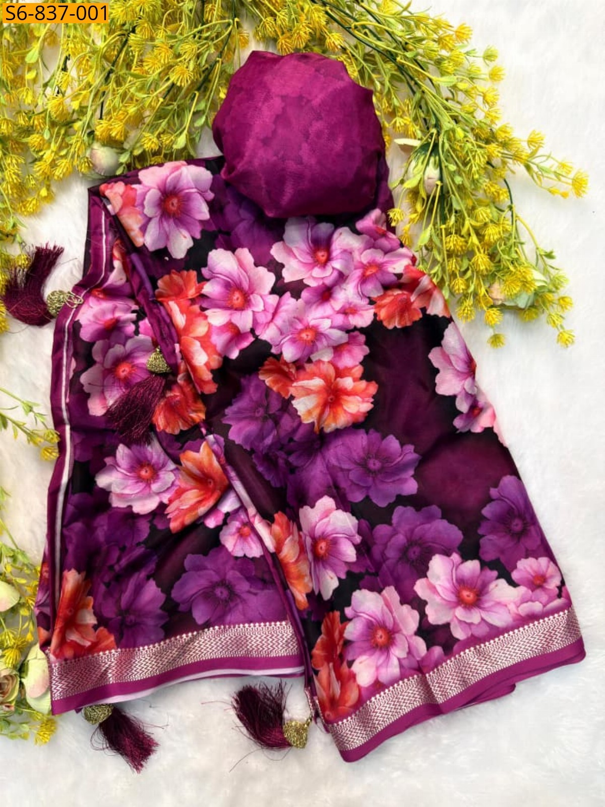 Pink Fancy Italian Silk Saree