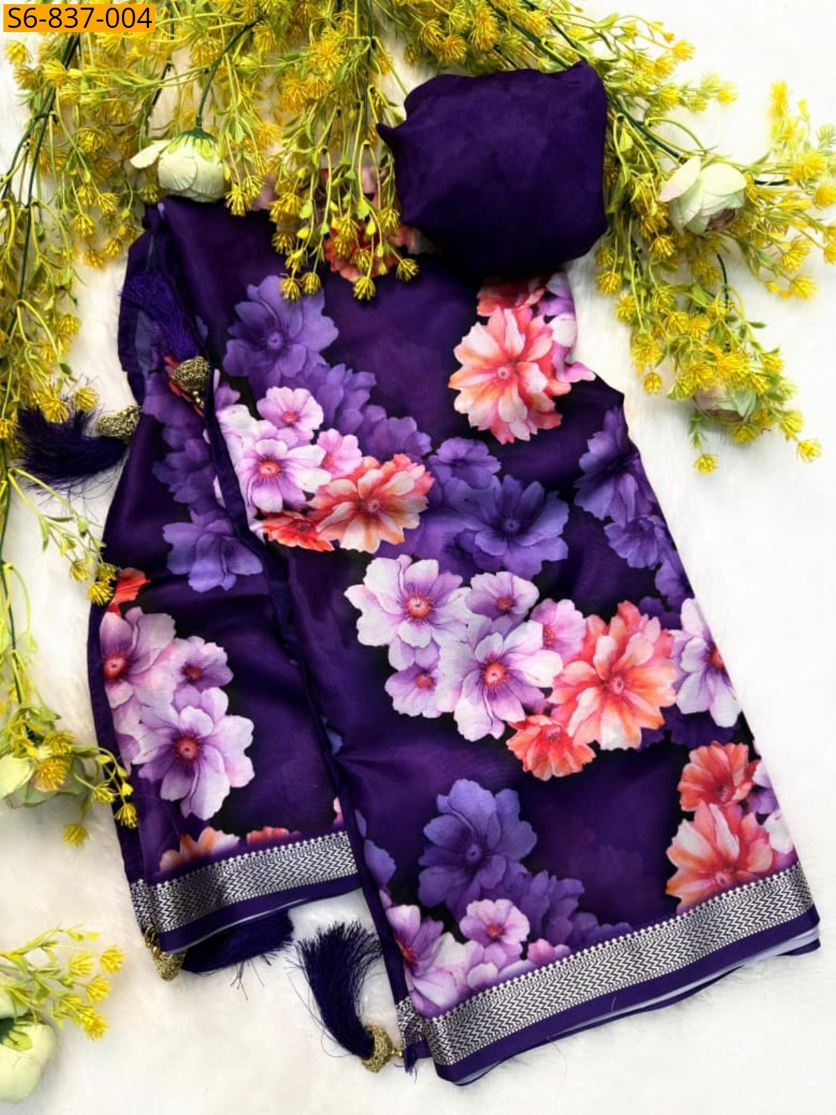 Violet Fancy Italian Silk Saree