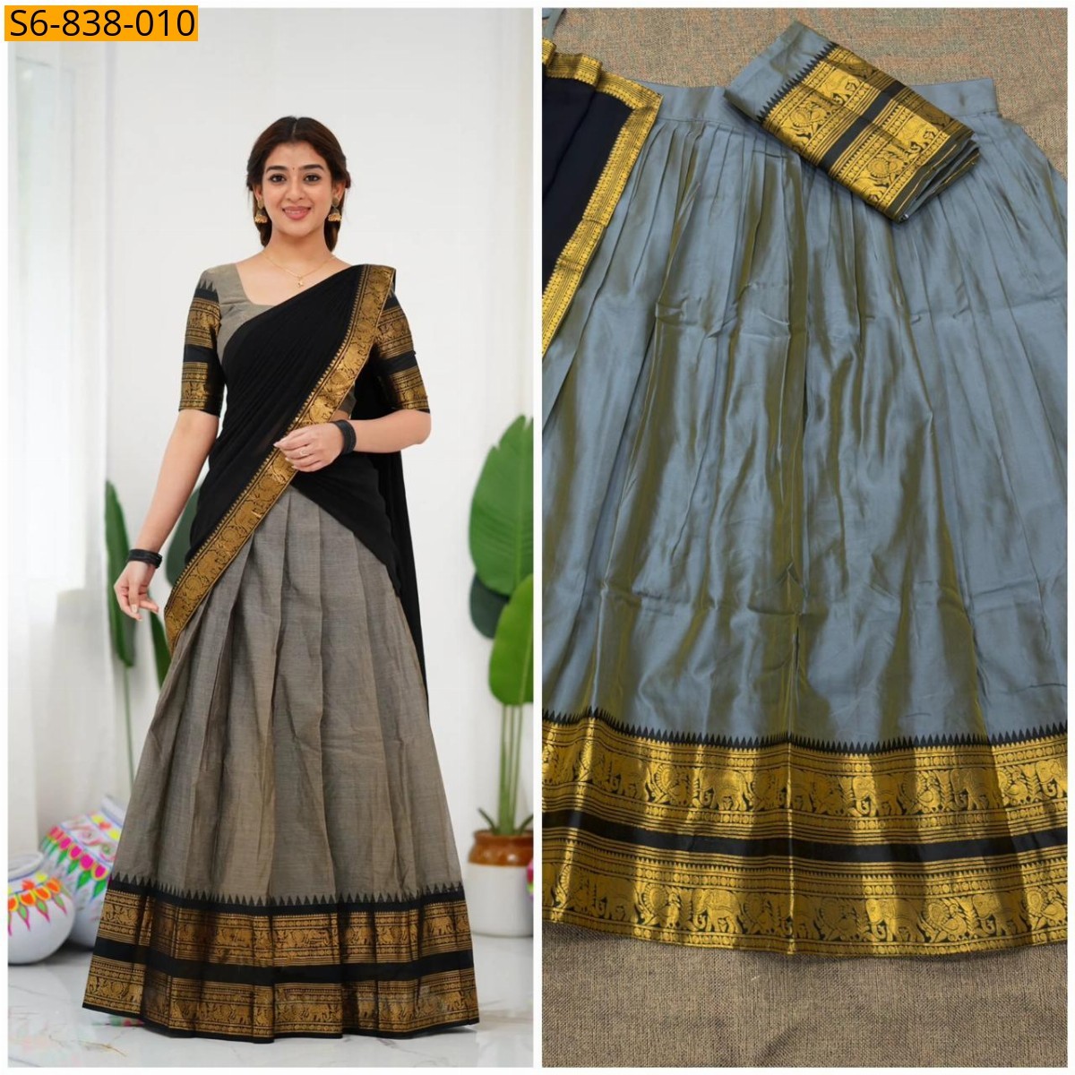 Grey Fancy blended silk lehenga