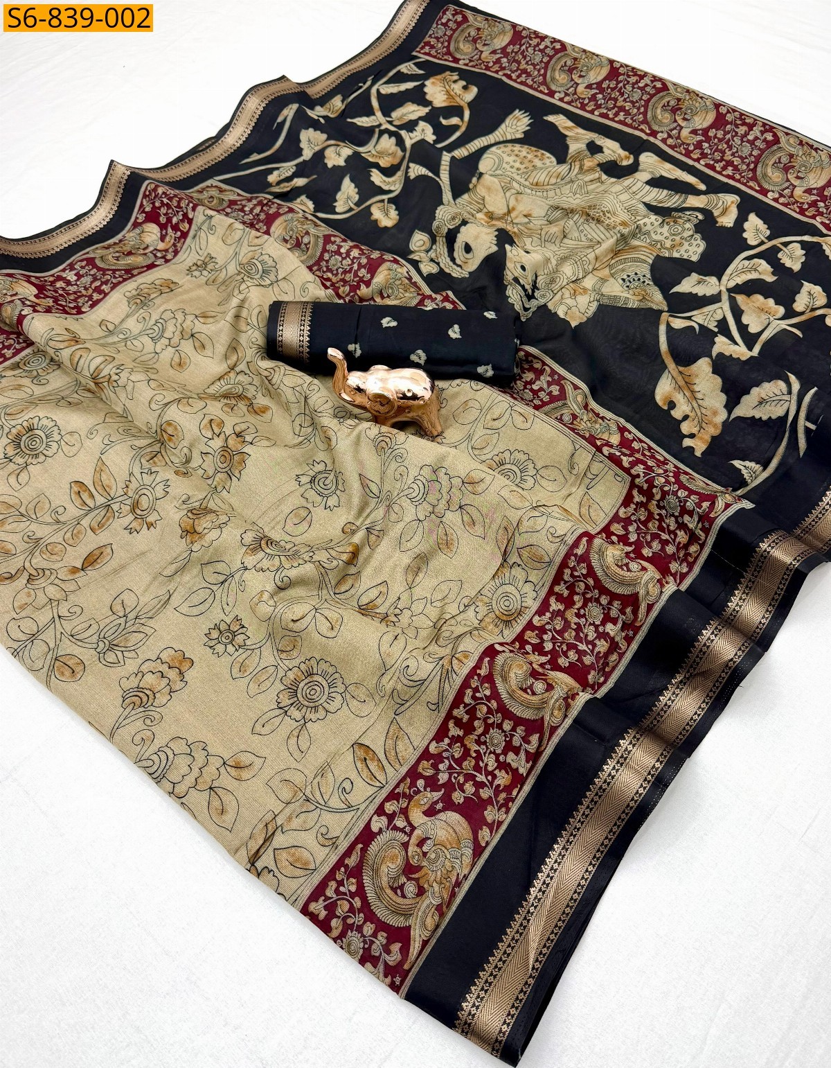 Beige Fancy Mul Cotton Saree