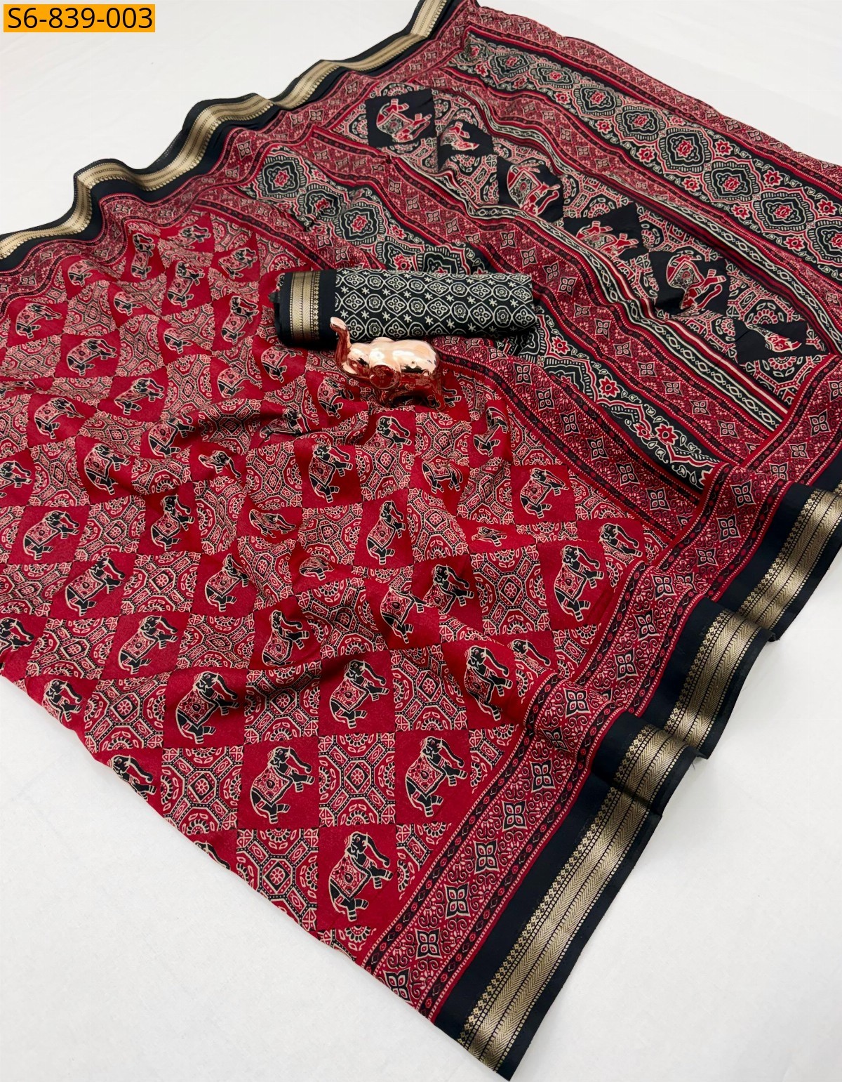 Red Fancy Mul Cotton Saree