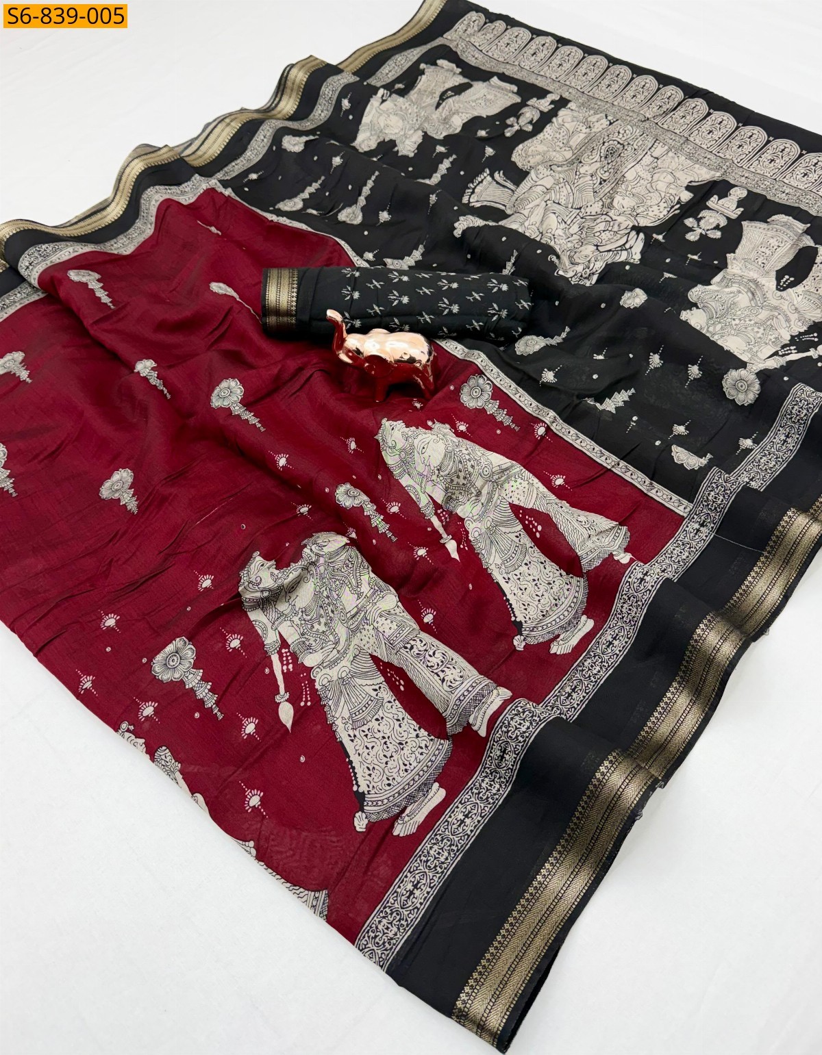 Red Fancy Mul Cotton Saree