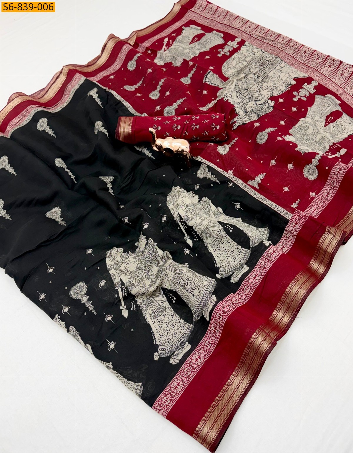 Black Fancy Mul Cotton Saree