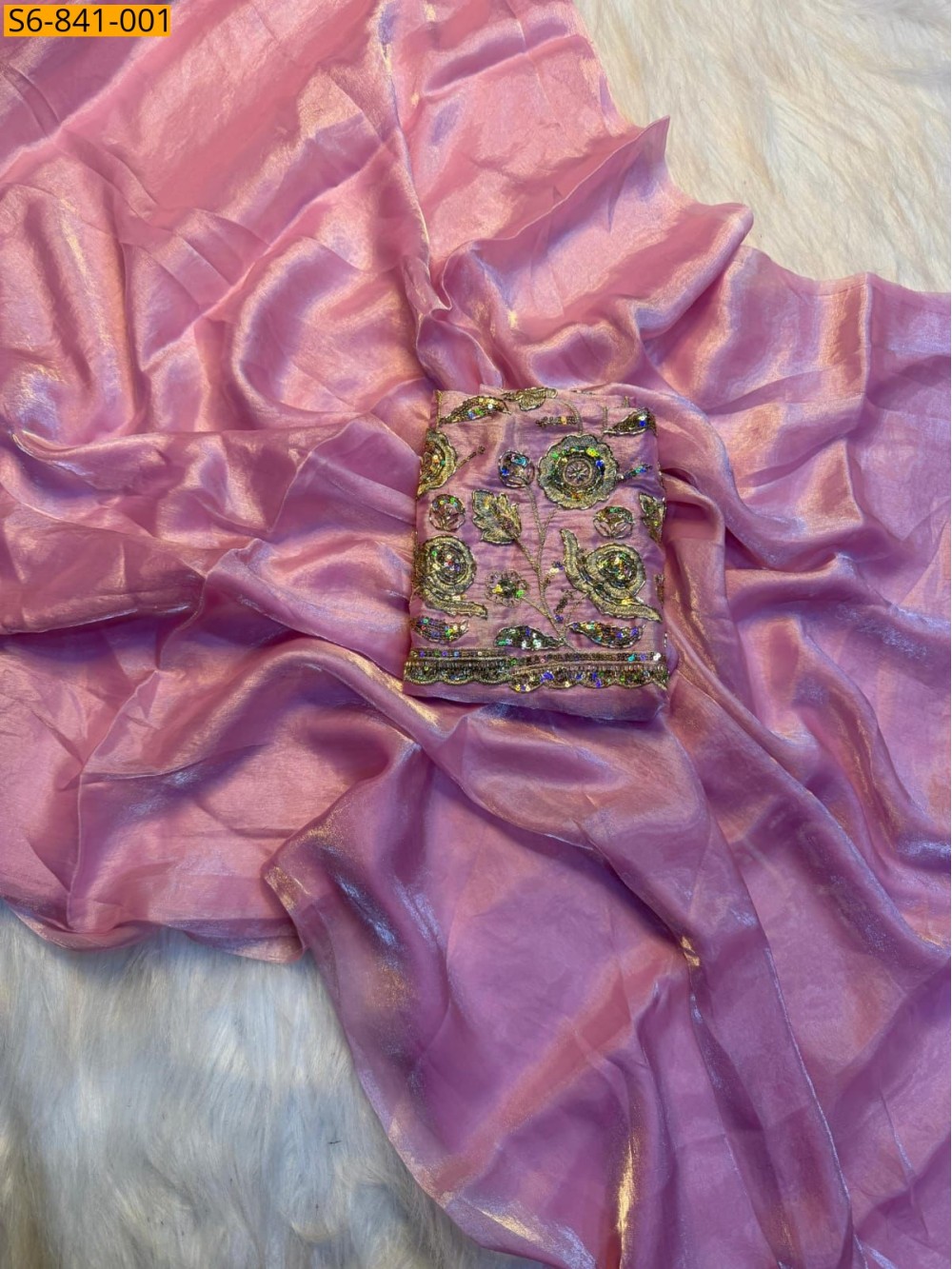 Fancy Two tone space silk saree