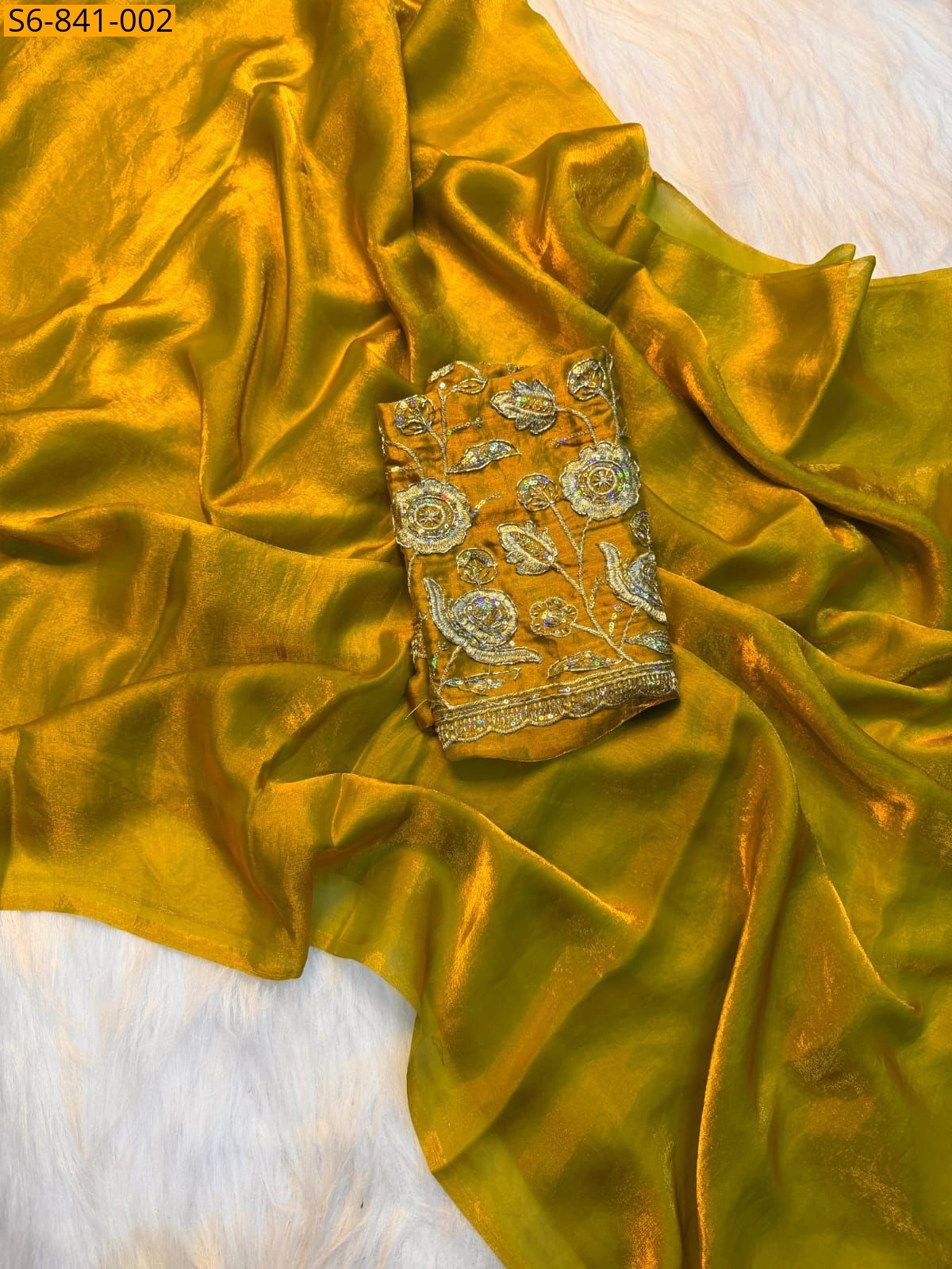 Gold Fancy Two tone space silk saree