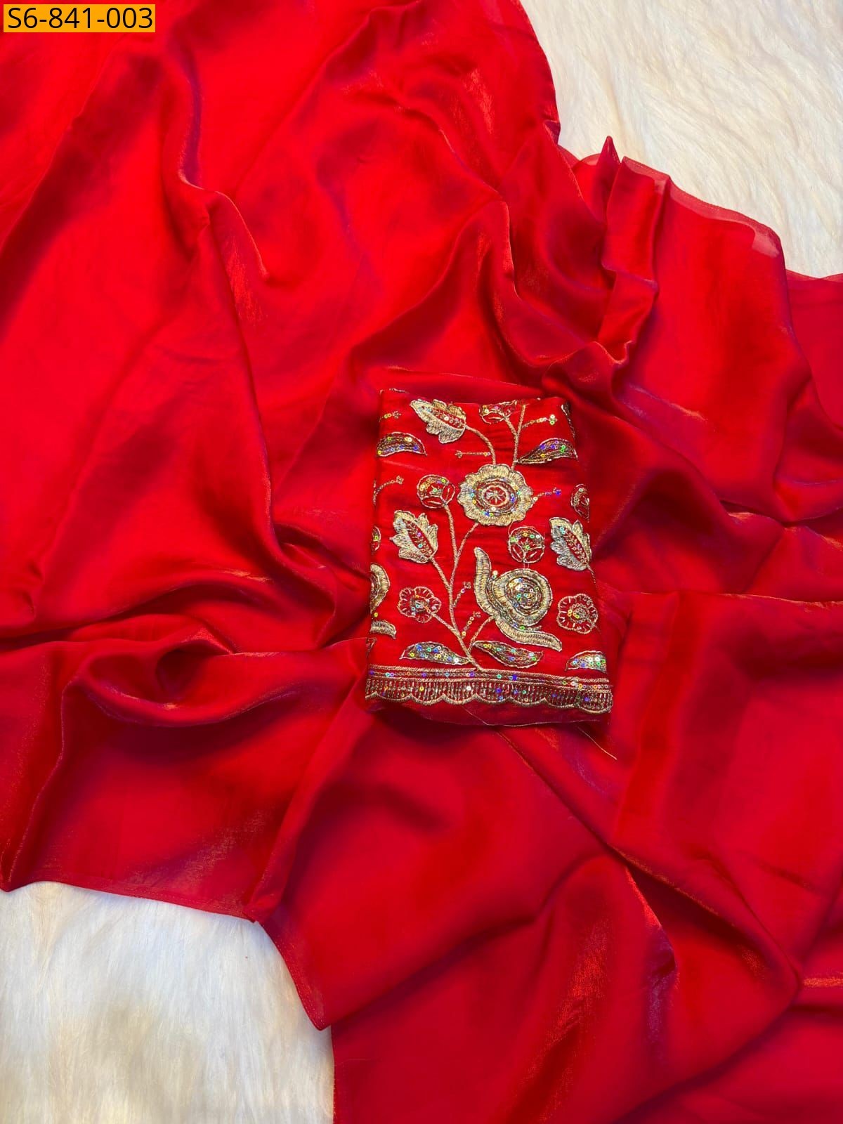 Red Fancy Two tone space silk saree