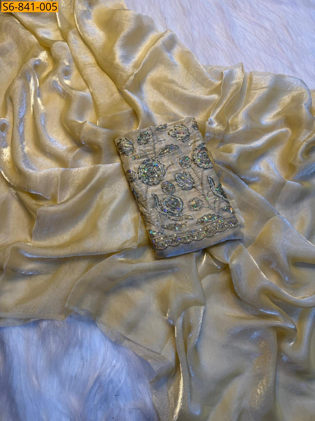 Sandal Fancy Two tone space silk saree