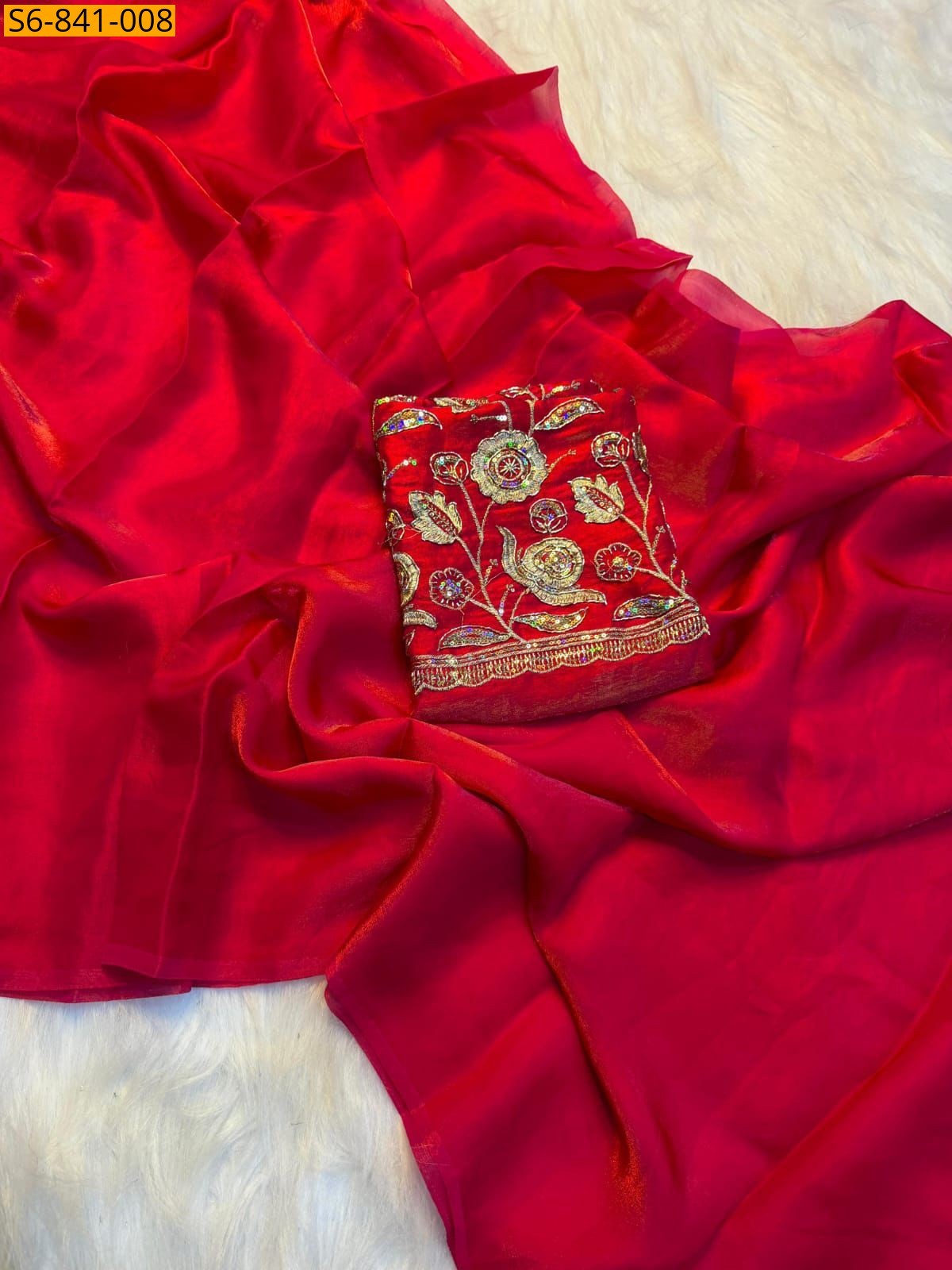 Red Fancy Two tone space silk saree