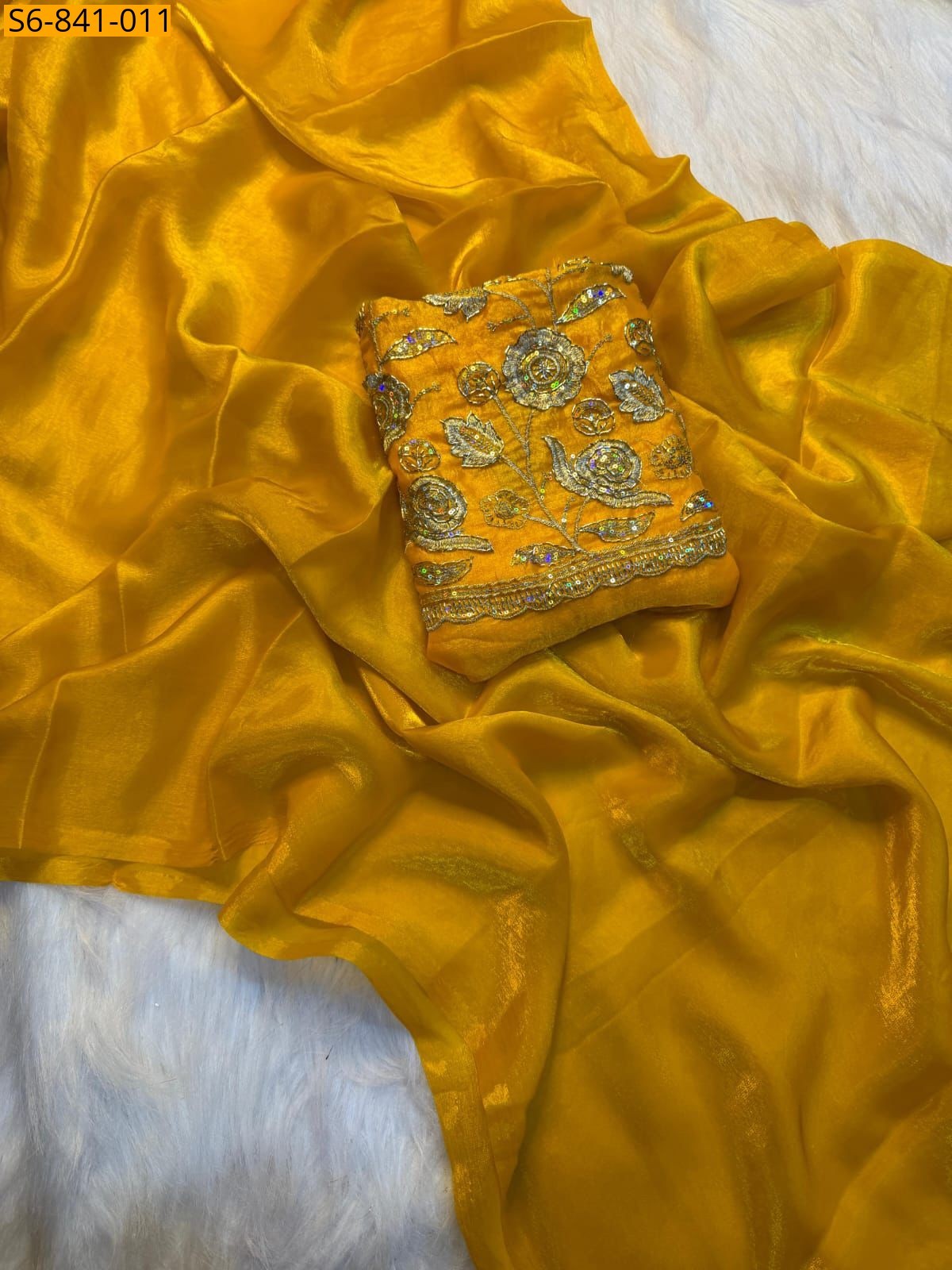 Yellow Fancy Two tone space silk saree