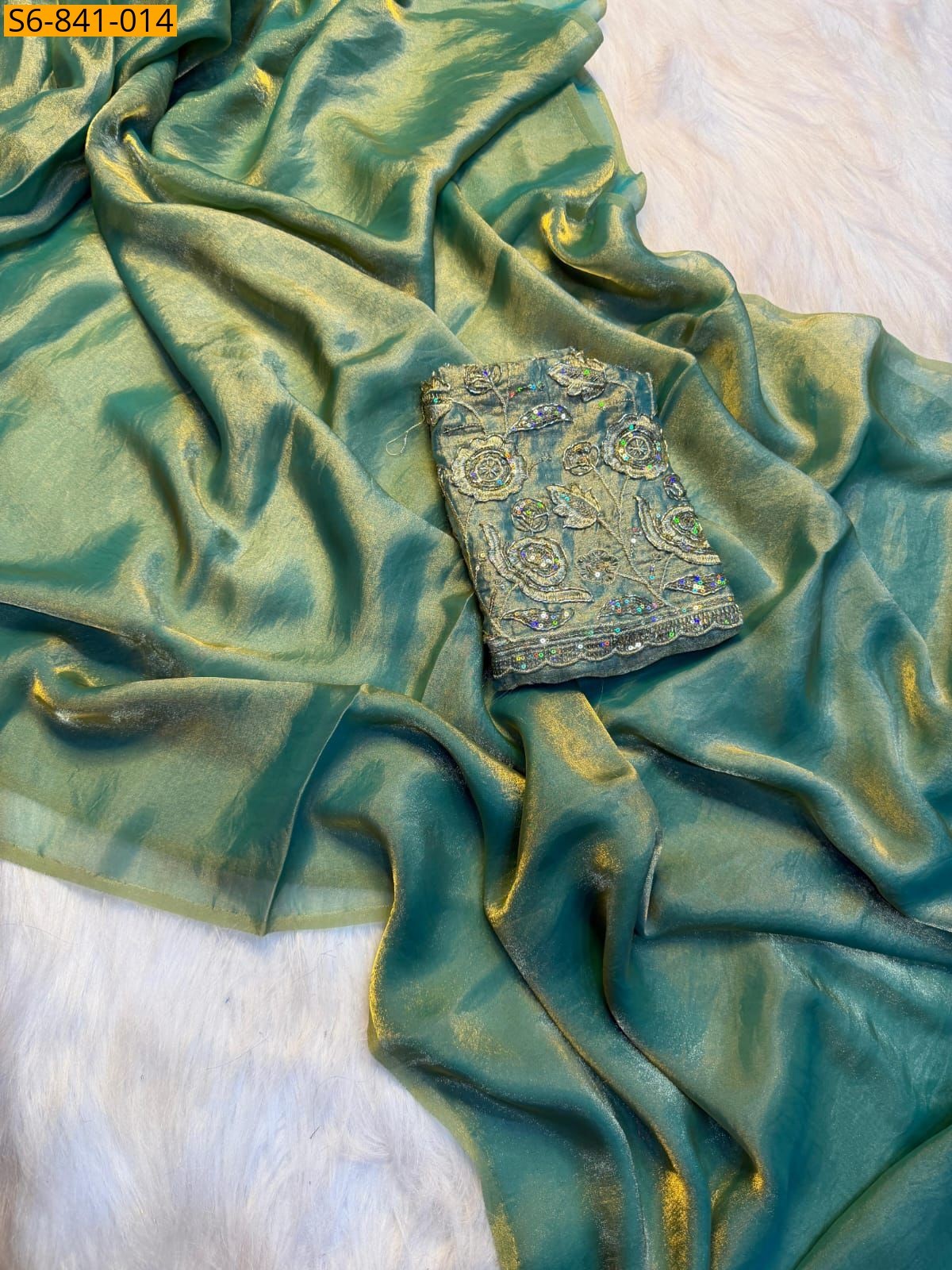 Green Fancy Two tone space silk saree