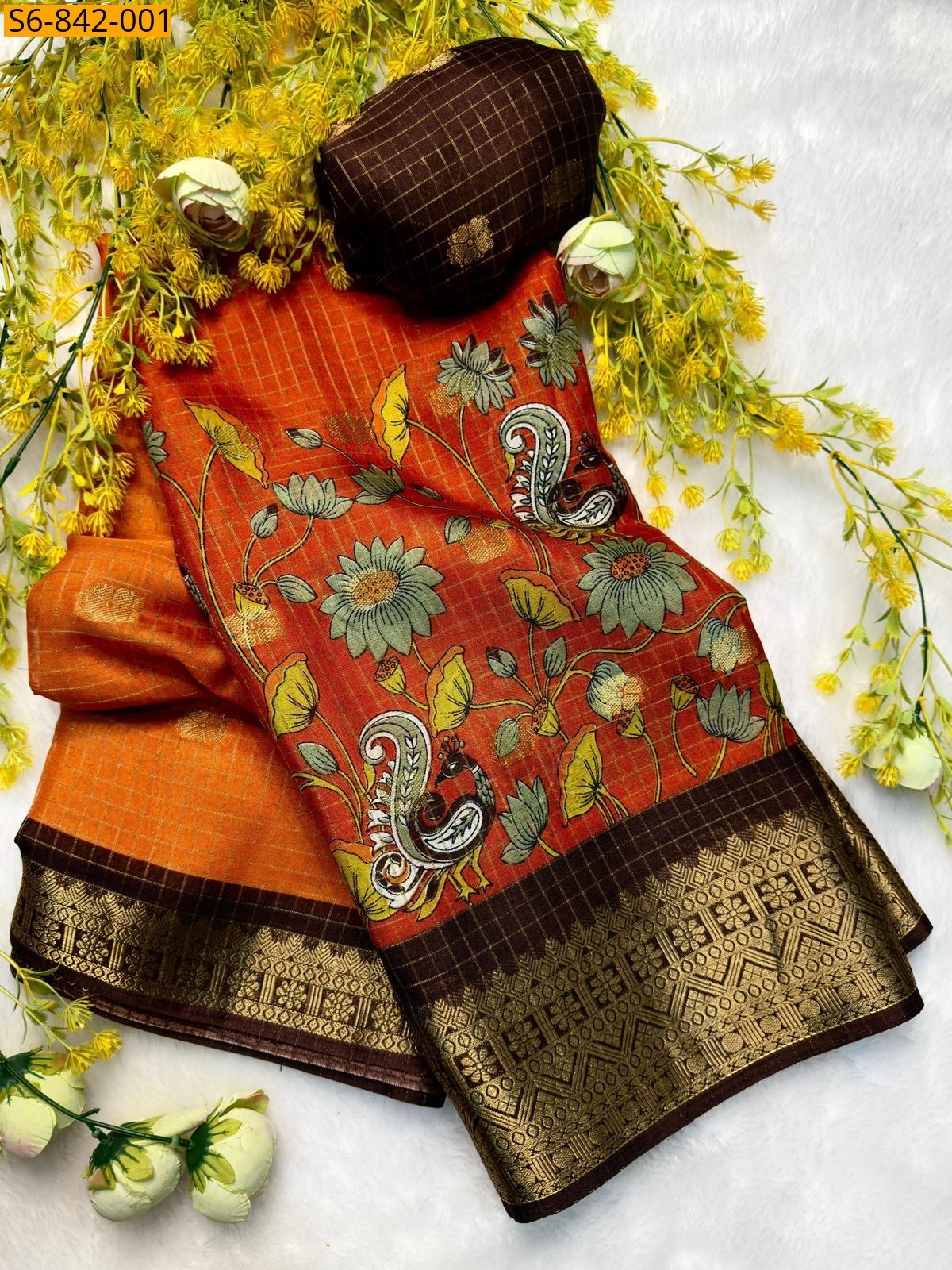 Orange Fancy marsh mellow saree