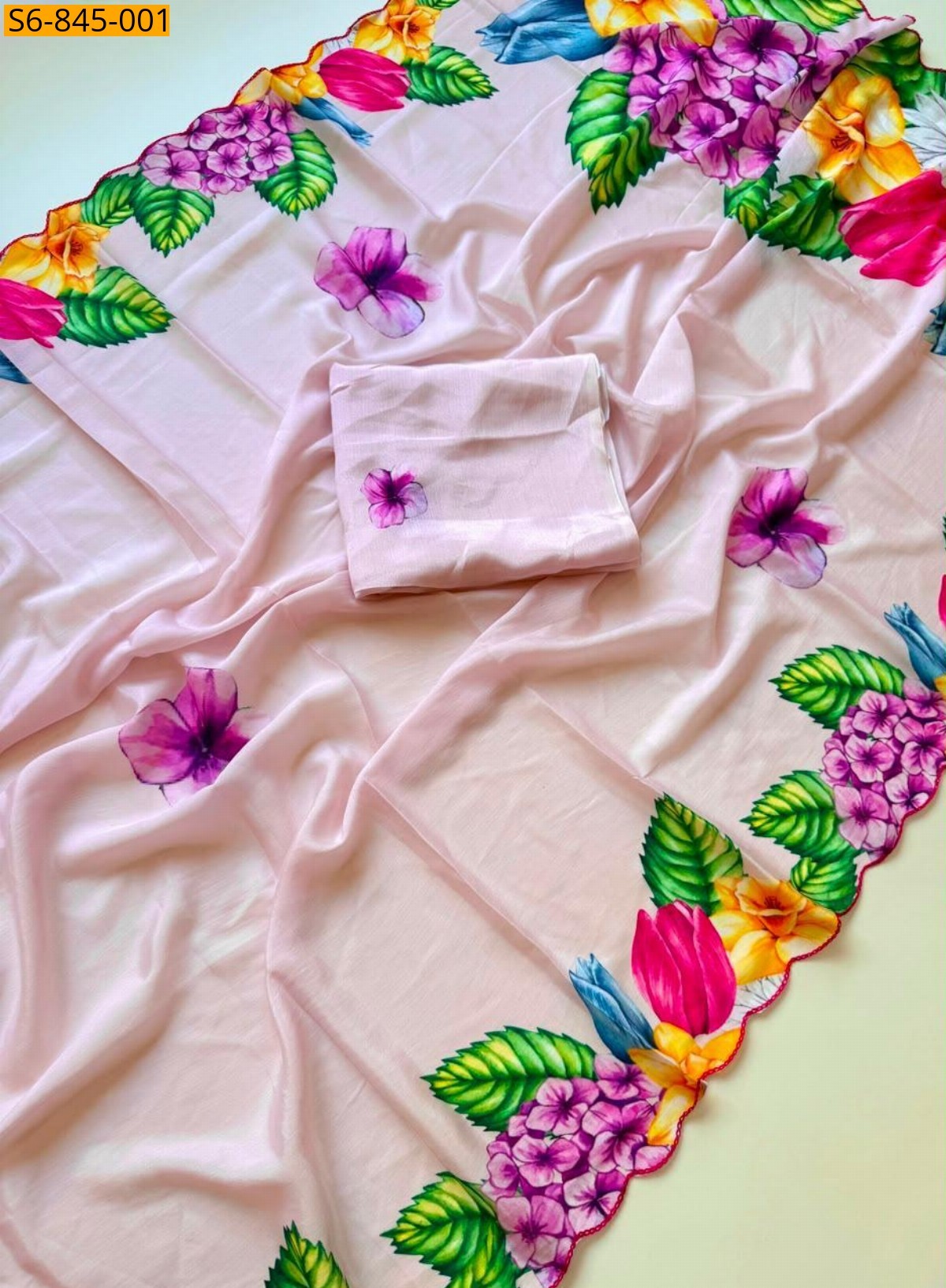 Light Pink Fancy Chinnon saree