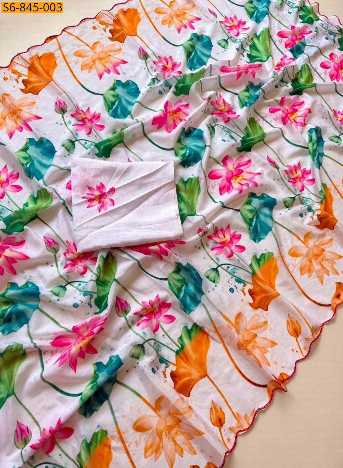 Light white Fancy Chinnon saree