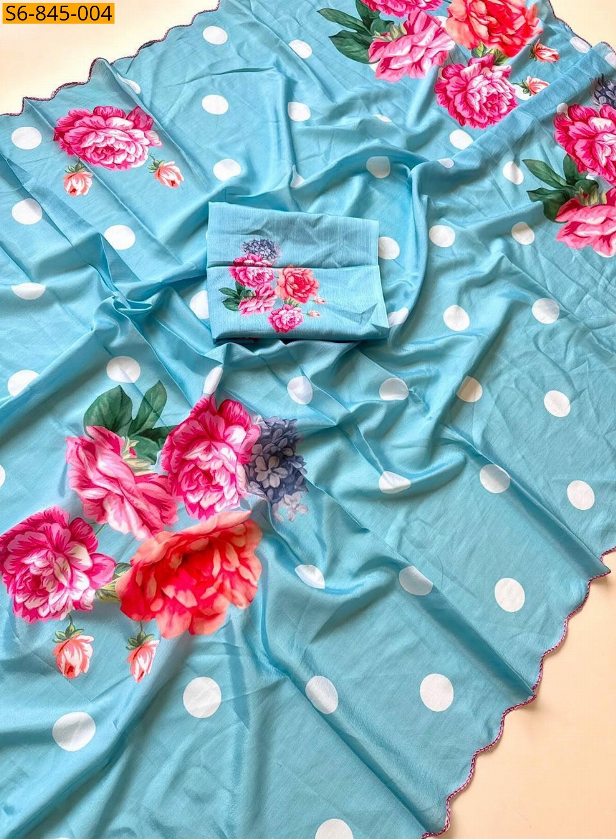 Sky Blue Fancy Chinnon saree