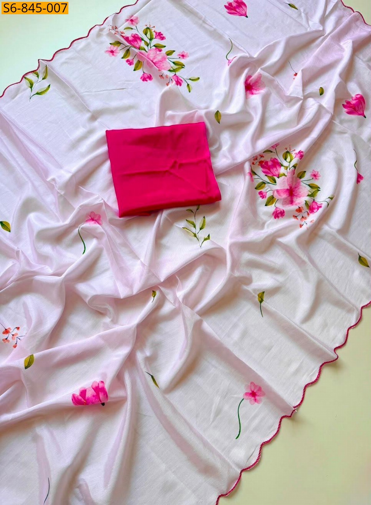 White Fancy Chinnon saree