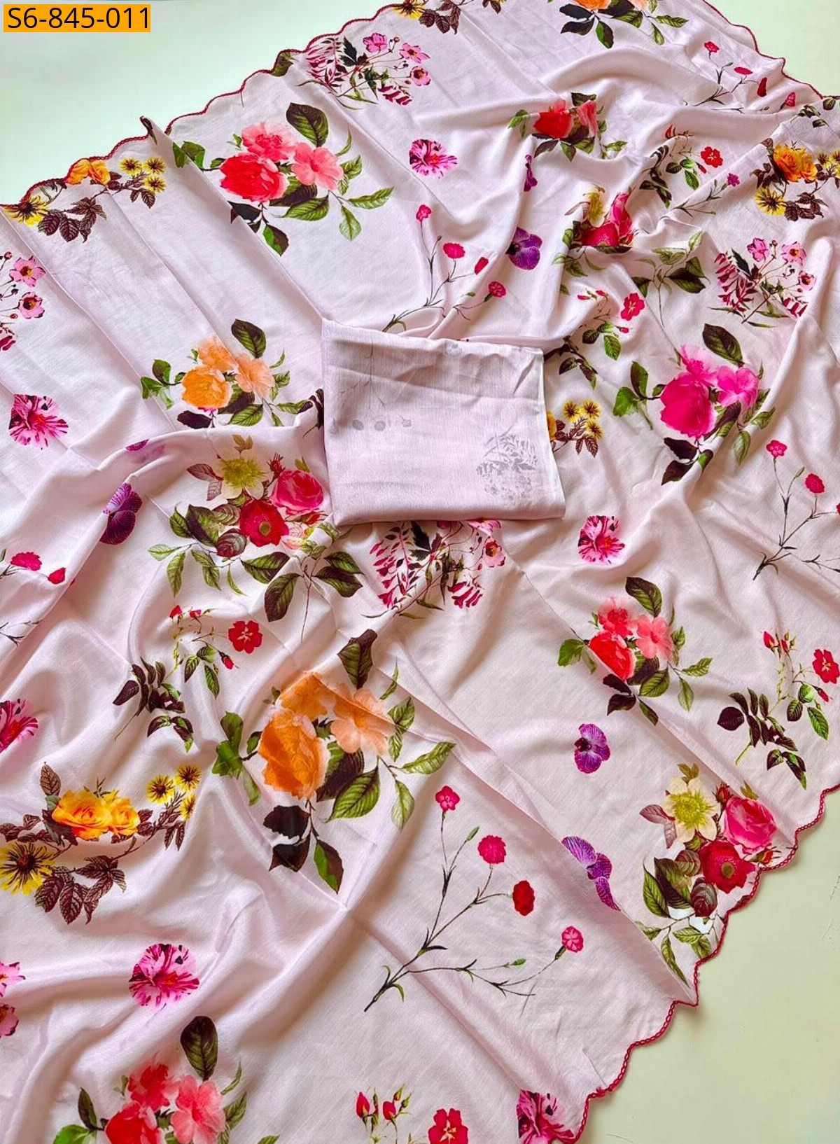 Light Pink Fancy Chinnon saree
