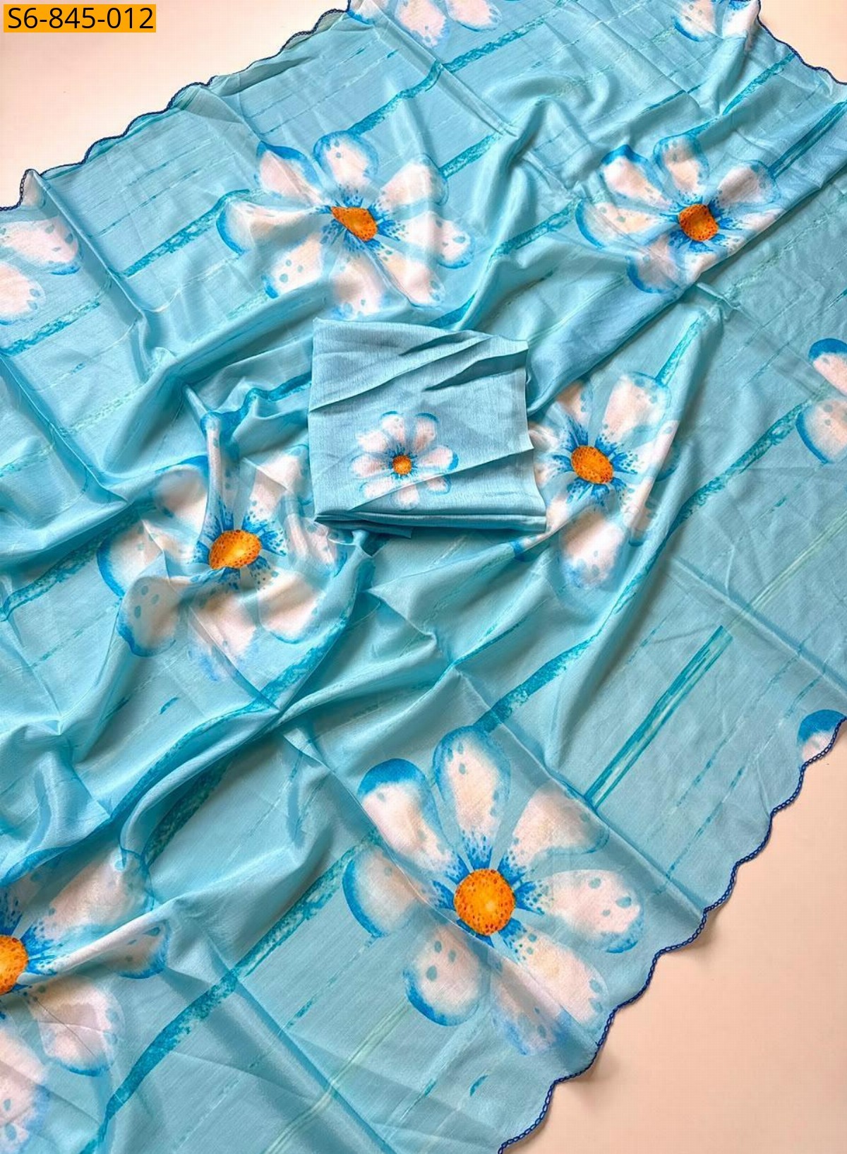 Blue Fancy Chinnon saree