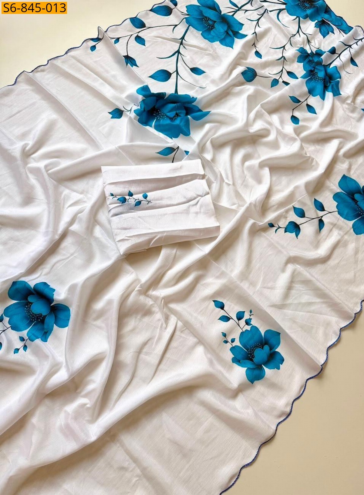 White Fancy Chinnon saree
