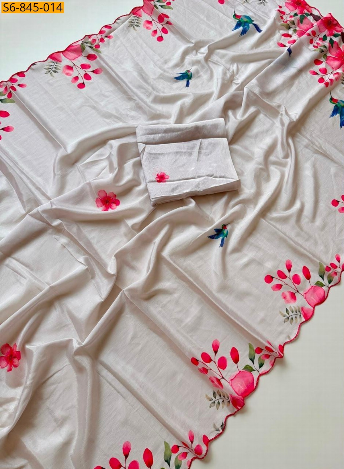 Cream Fancy Chinnon saree