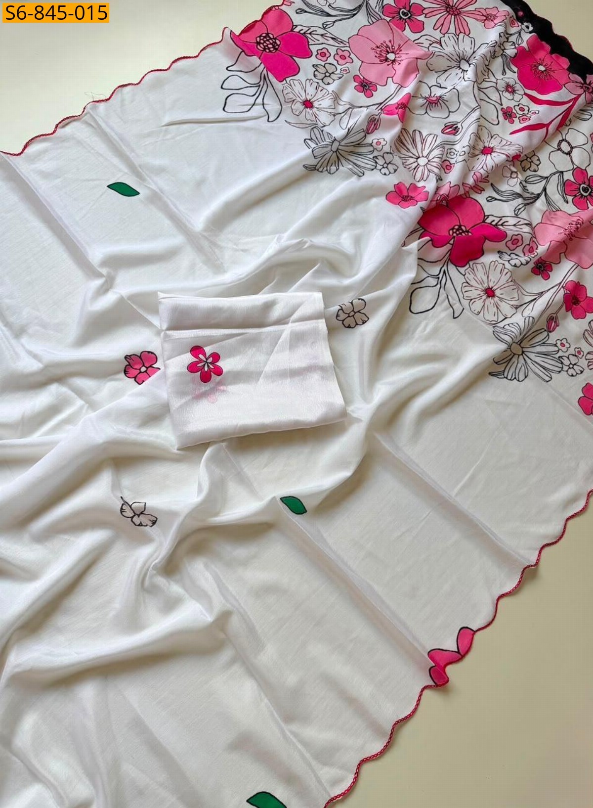 White Fancy Chinnon saree