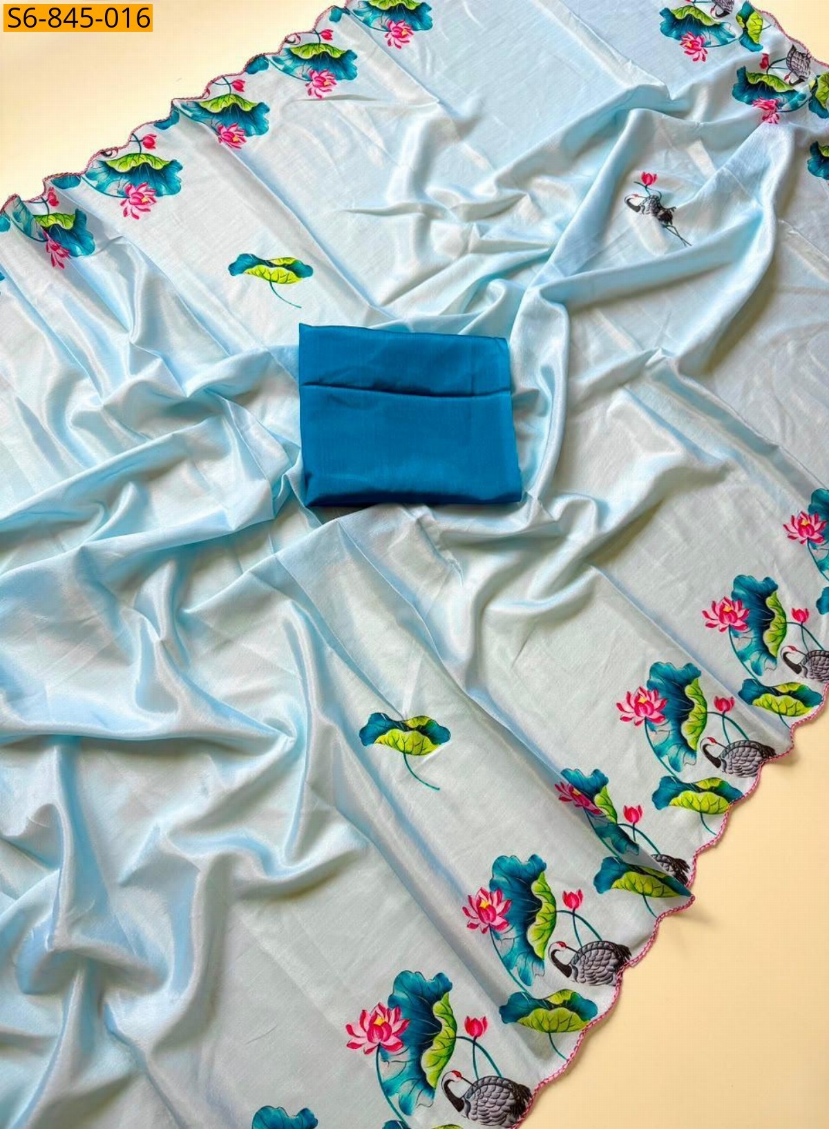 Light Blue Fancy Chinnon saree