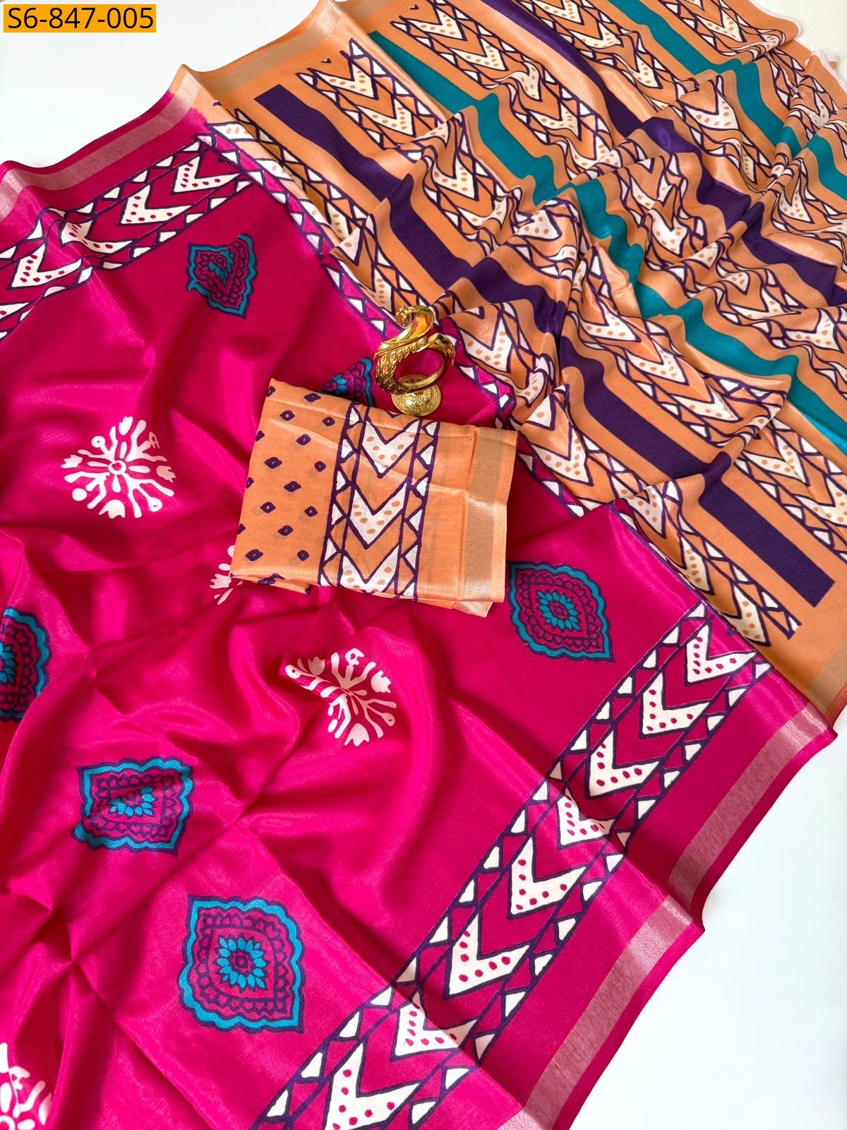Pink Fancy mul cotton saree