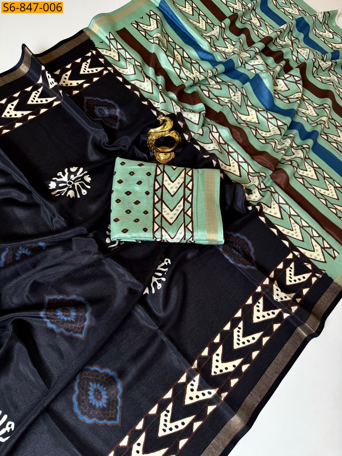 Black Fancy mul cotton saree