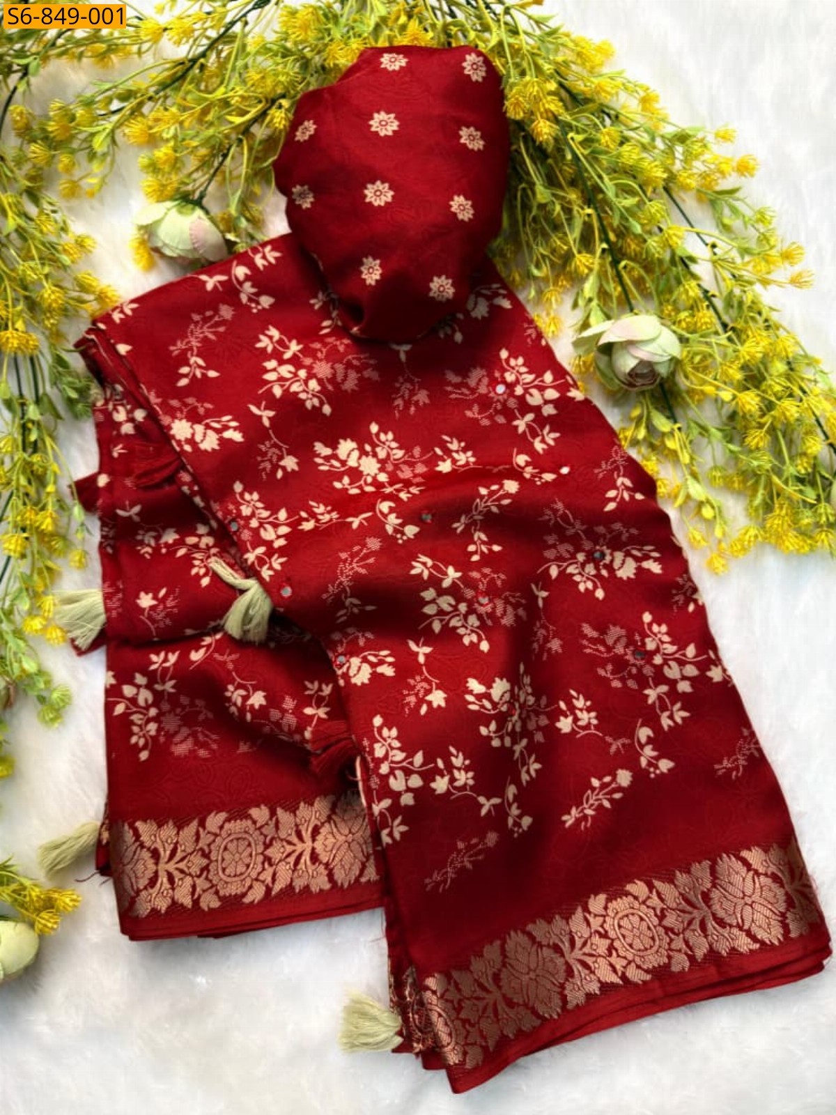 Red Fancy Soft Crepe Silk Saree
