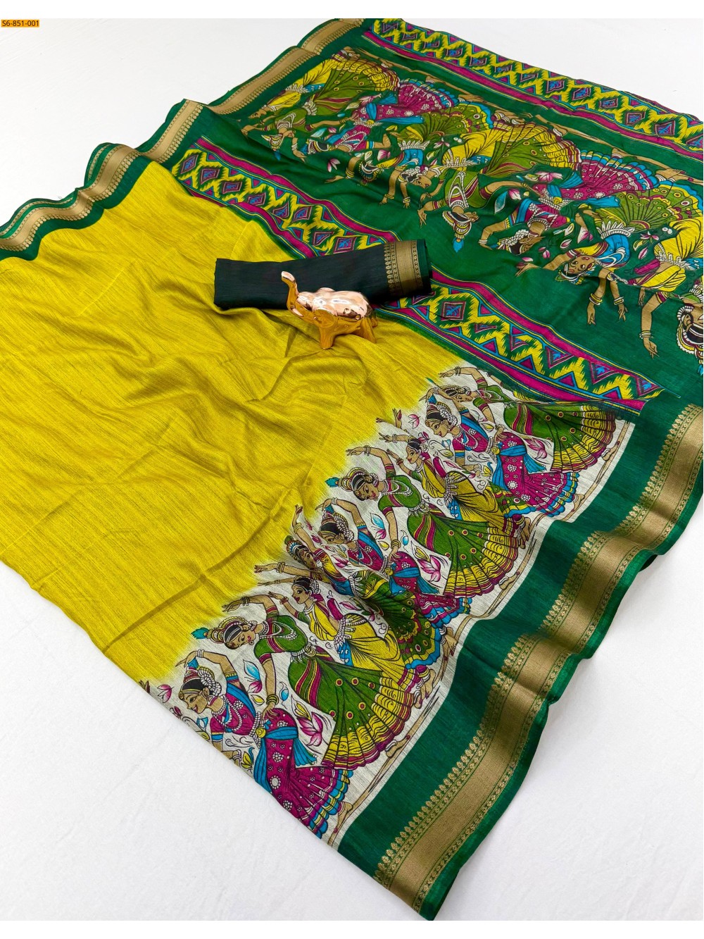 Fancy Semi Dola base Kicha Silk Saree