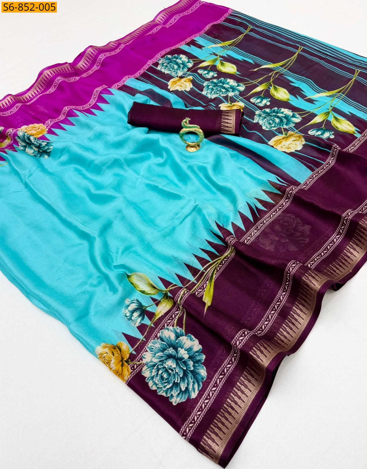 Blue Fancy Marshmellow Blooming Saree