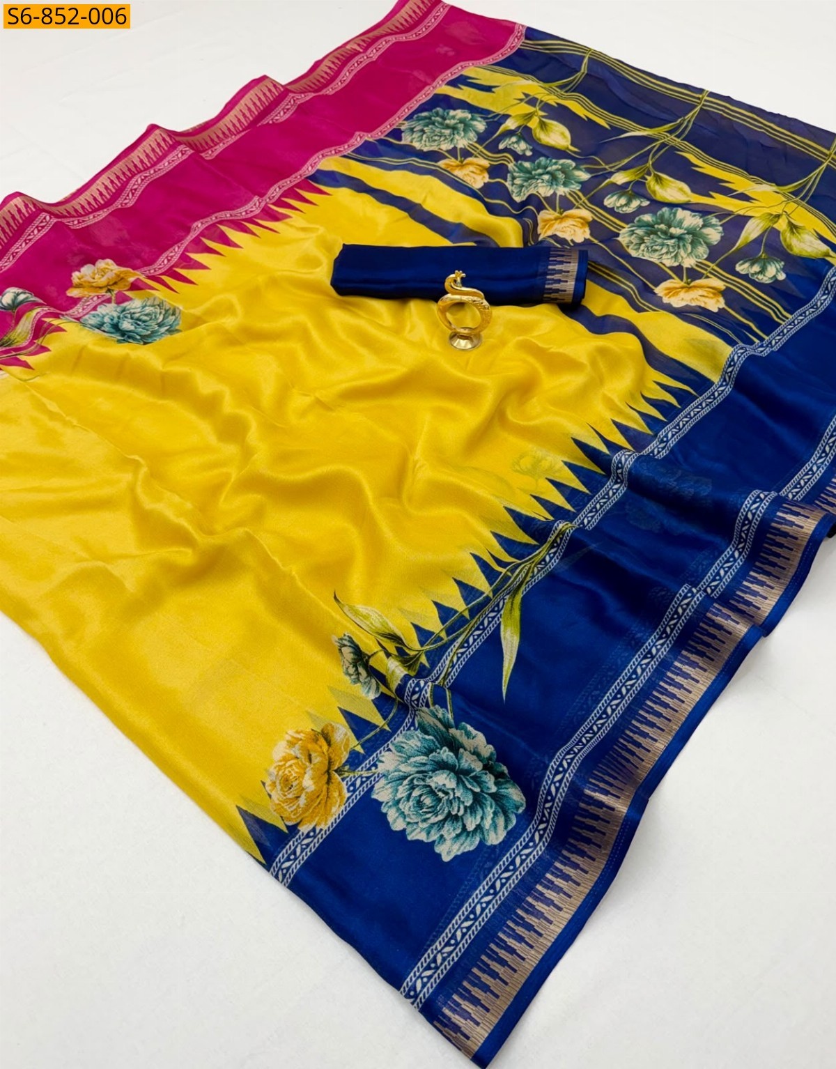 Yellow Fancy Marshmellow Blooming Saree