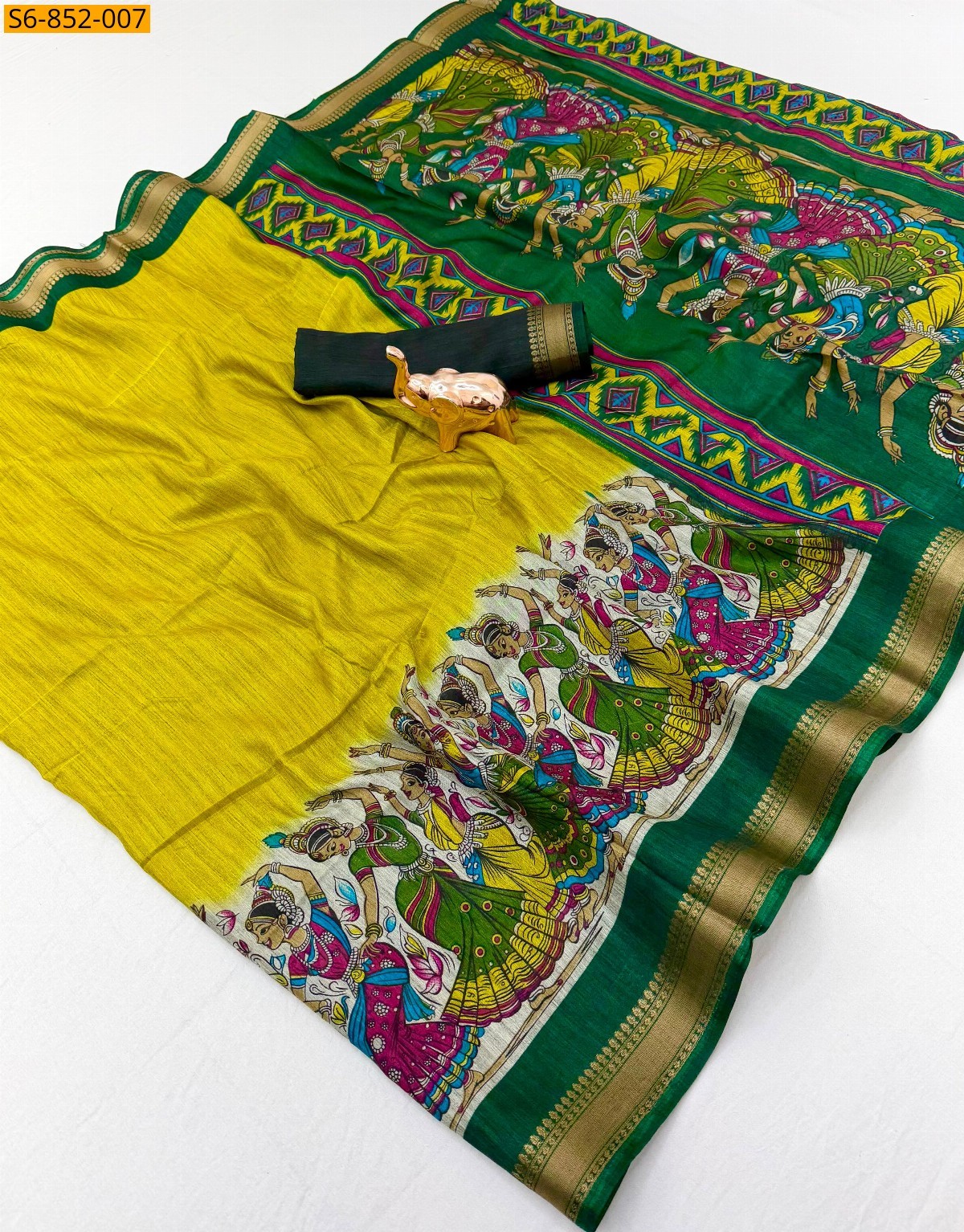 Lime Yellow Fancy Marshmellow Blooming Saree