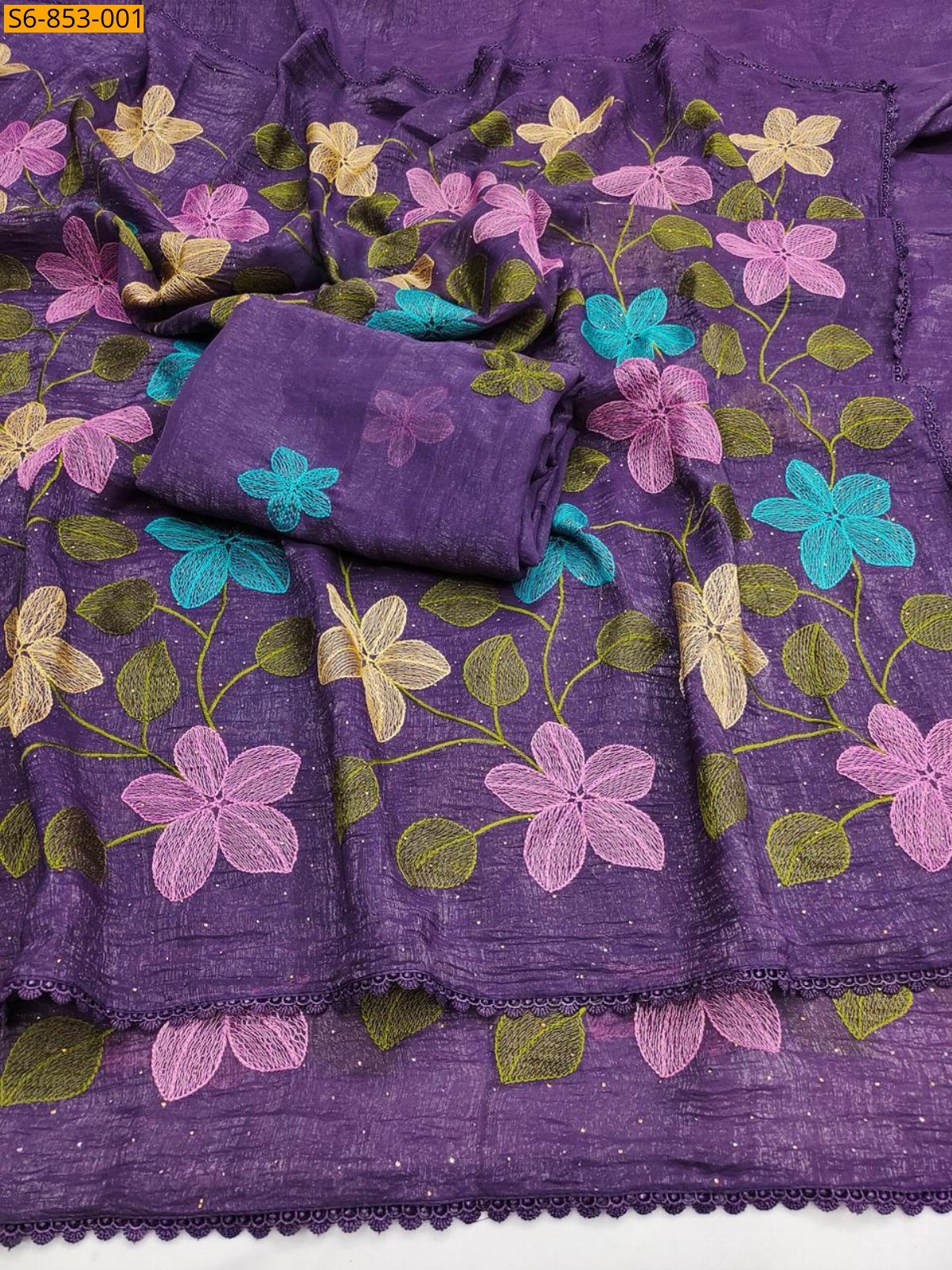Dark Purple Fancy Viscose Crunchy Silk Saree