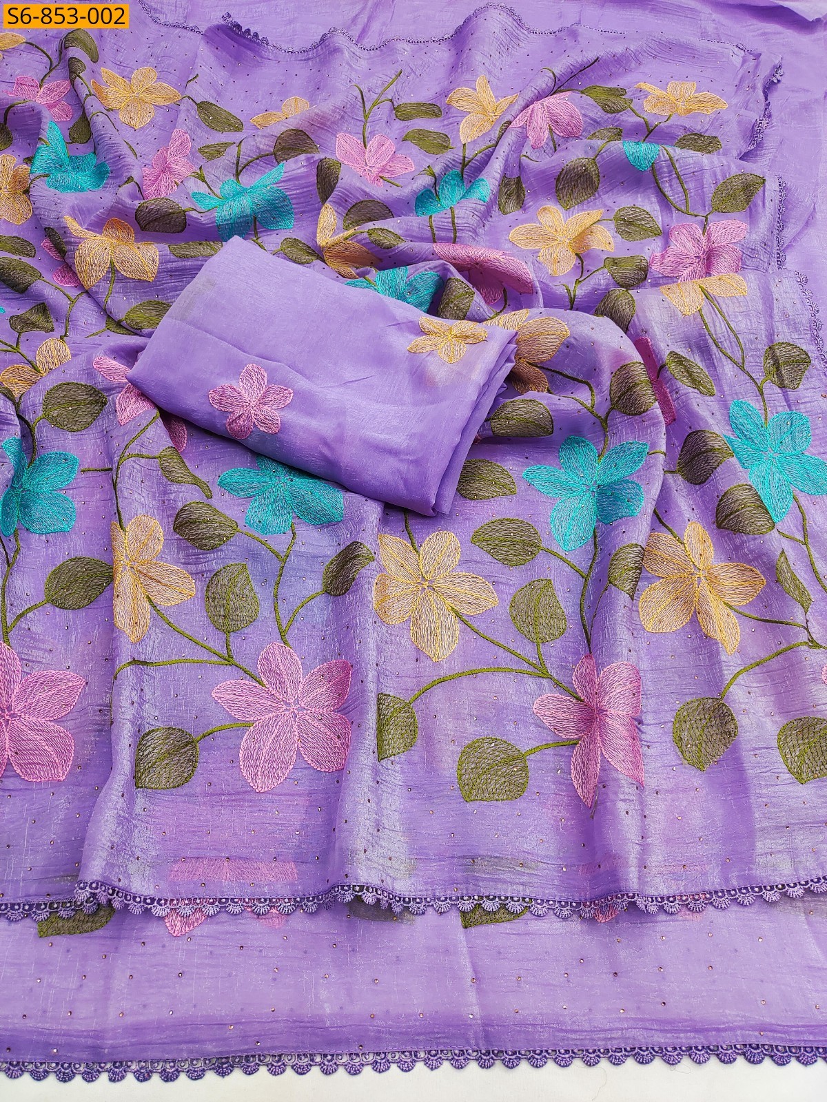Lavender Fancy Viscose Crunchy Silk Saree