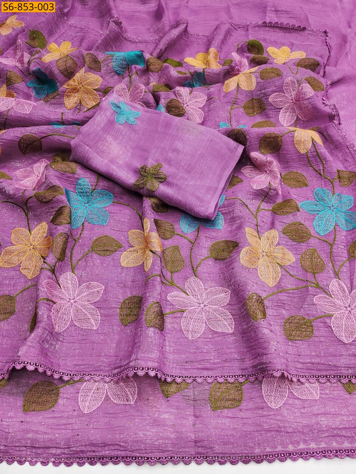 Pink Fancy Viscose Crunchy Silk Saree