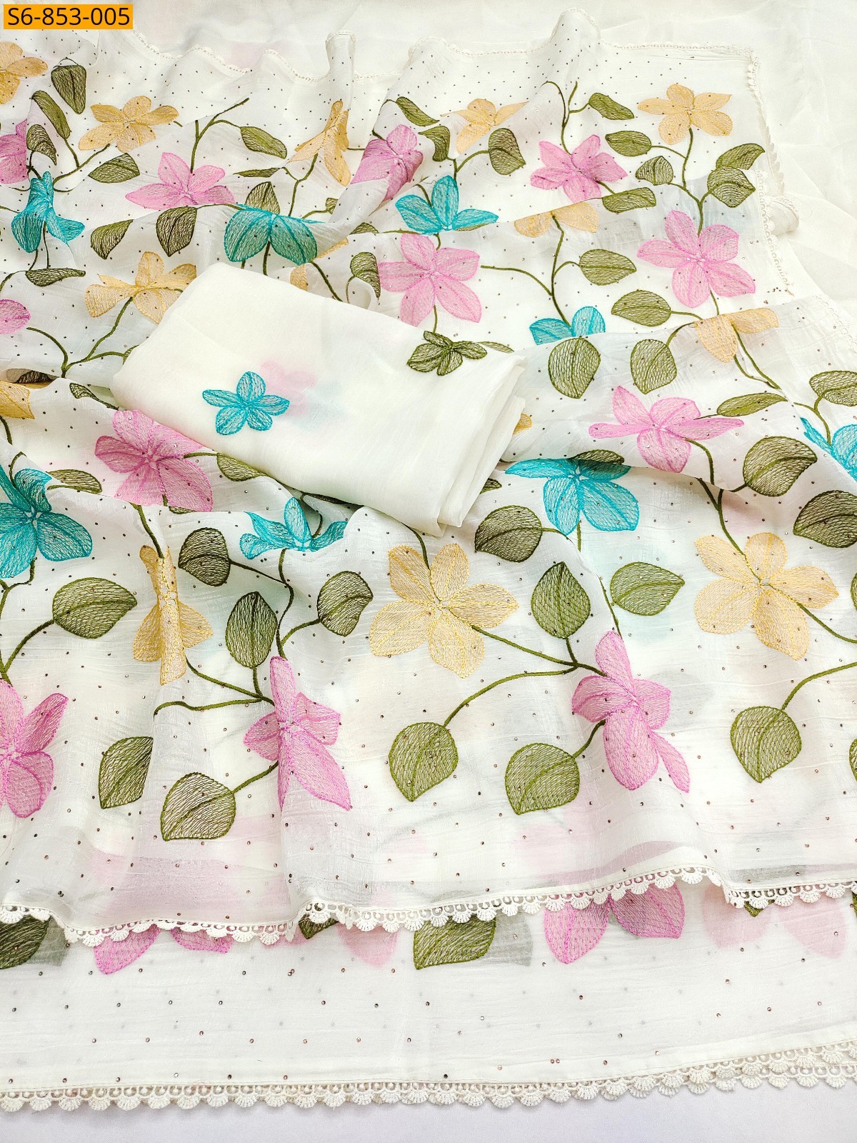 White Fancy Viscose Crunchy Silk Saree