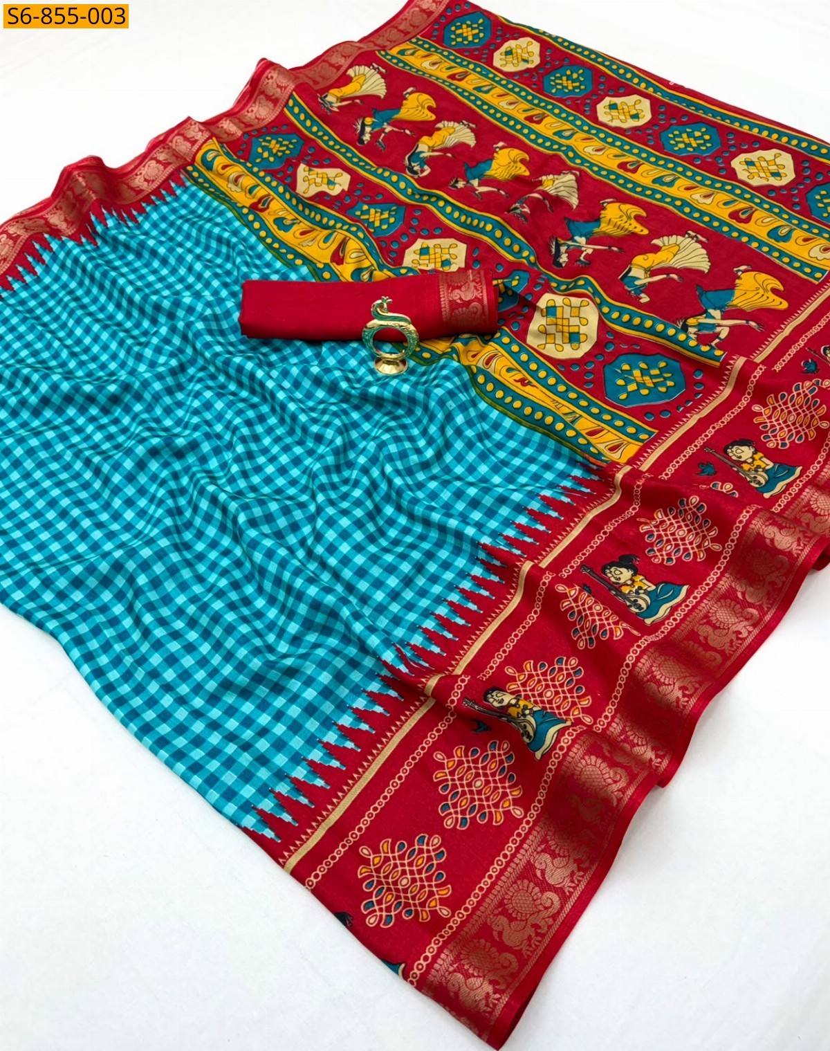 Blue Fancy Dola Silk Saree