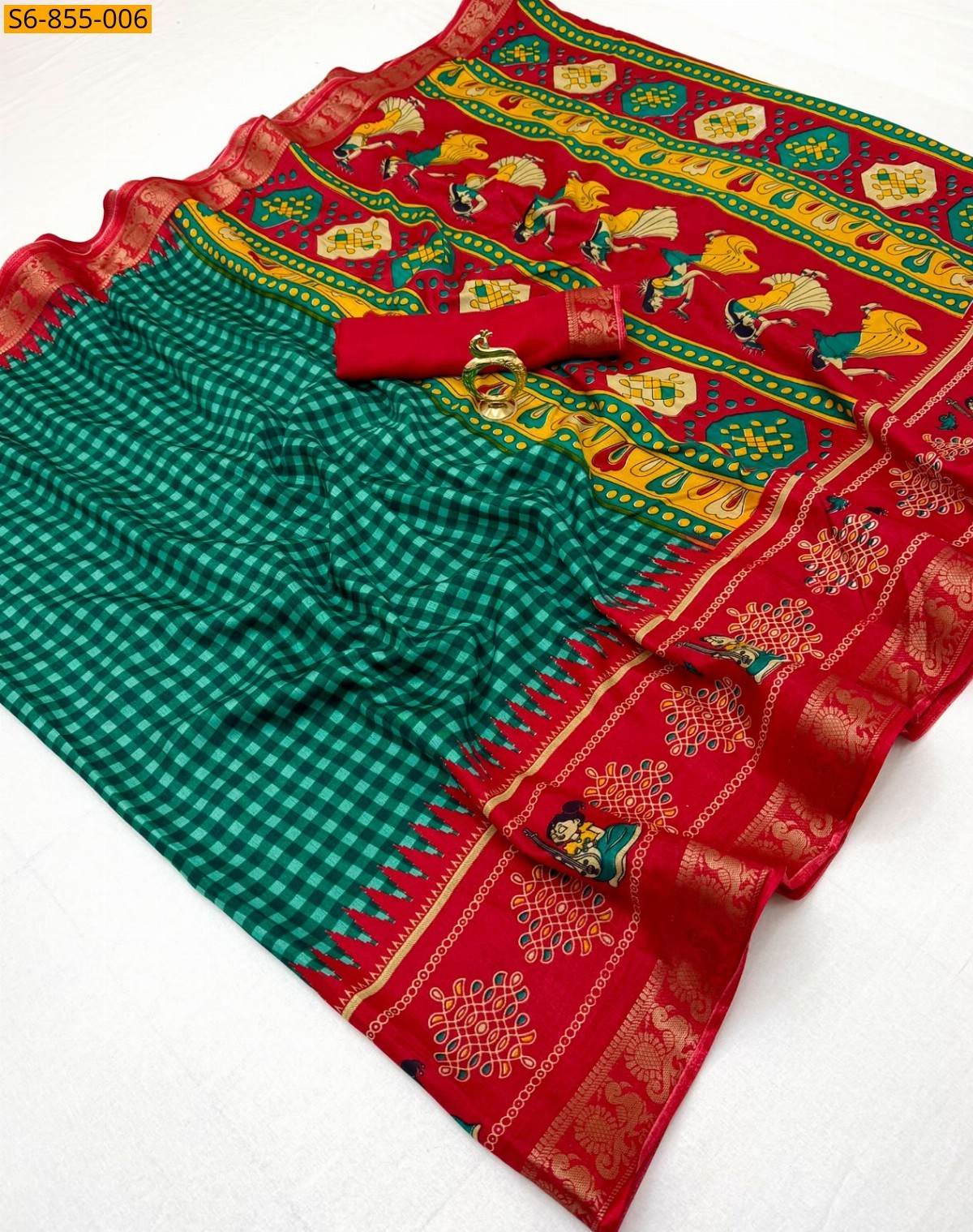 Green Fancy Dola Silk Saree
