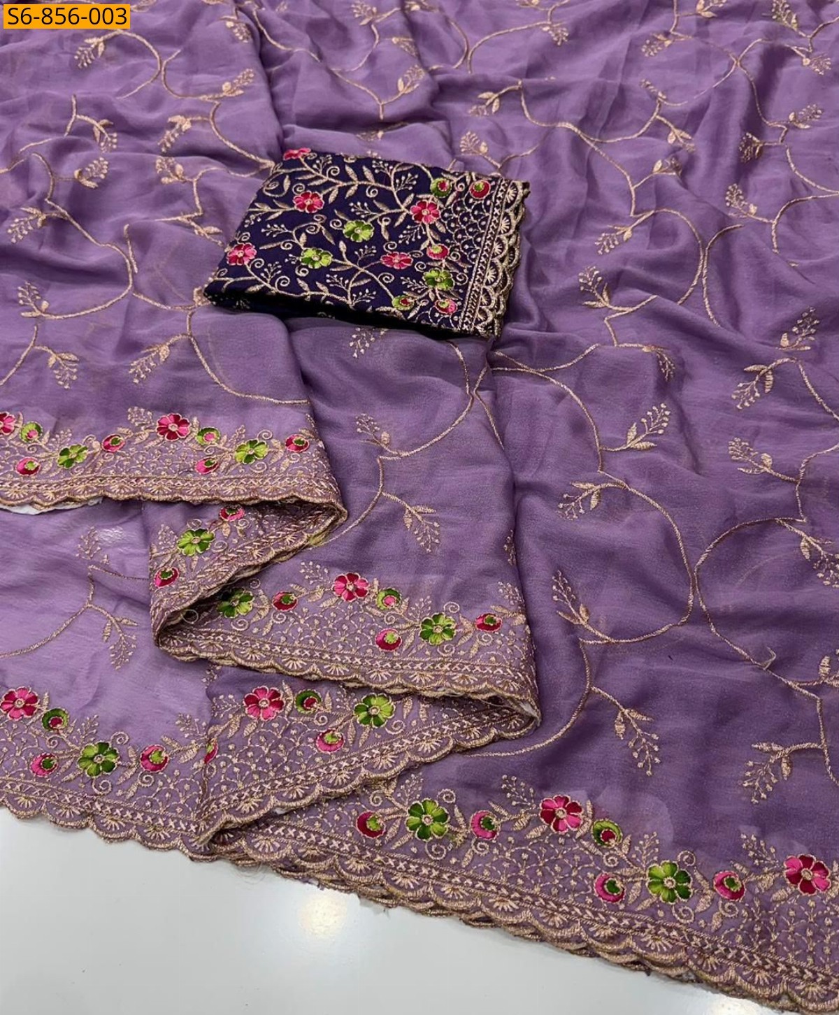 Lavender Fancy Star Georgette Saree