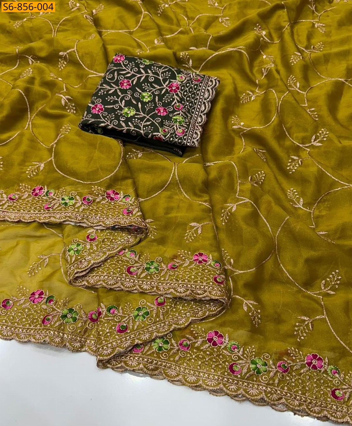 Yellow Fancy Star Georgette Saree