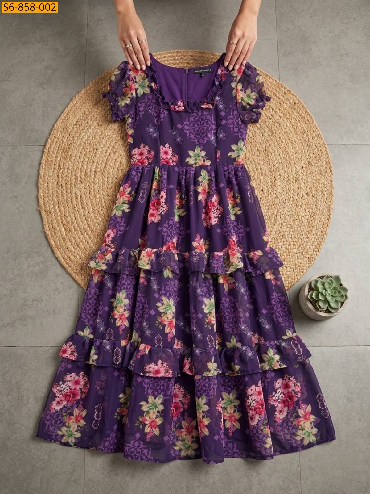 Dark Purple Fancy Alfino Chiffon Maxi